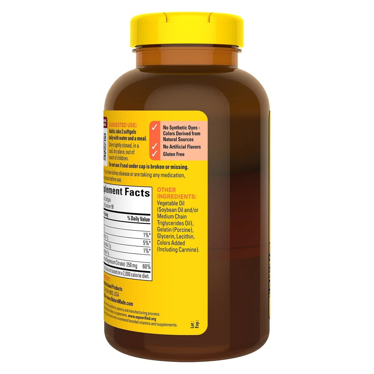 Nature Made Magnesium Citrate 250 Mg. 180 Softgels EXP 02/2026