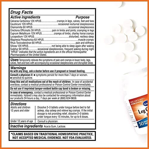 Leg Cramps PM Tablets with Quinine – 50 Count, Pack of 6 for Nighttime Relief