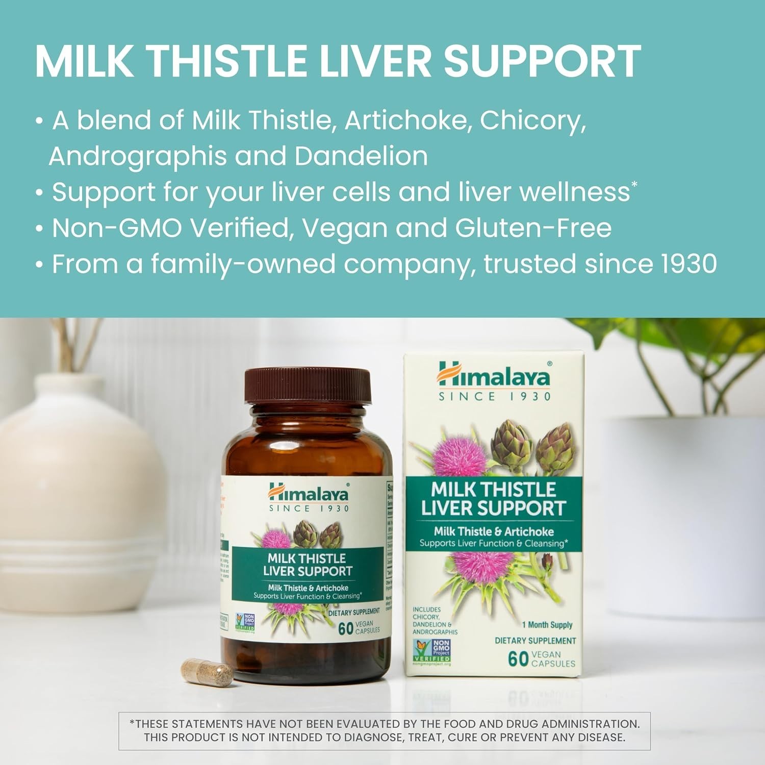 2 X Milk Thistle Liver Support & Cleansing with Artichoke Chicory Exp 12/2027