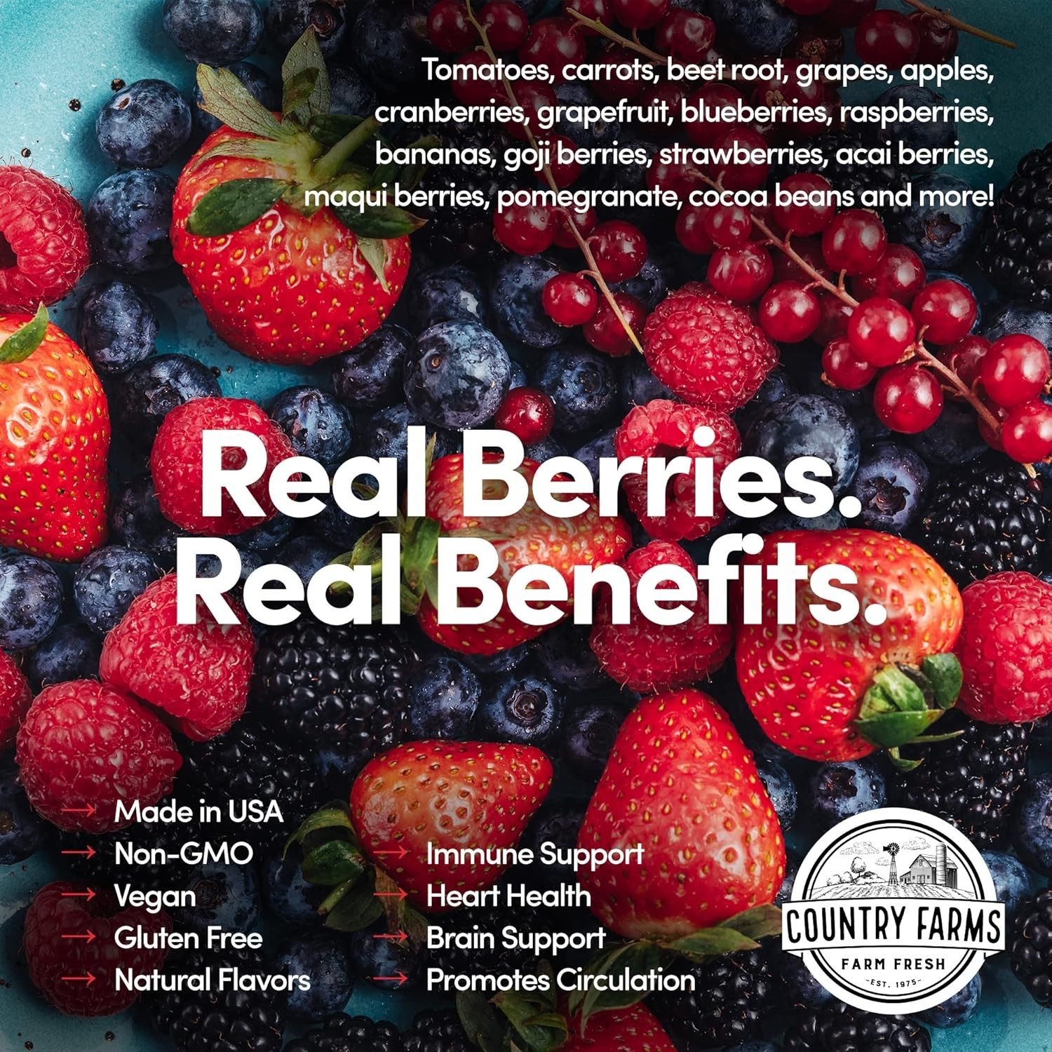 Delicious Mixed Berry Super Reds – 40+ Antioxidants, 100% , Energy Support