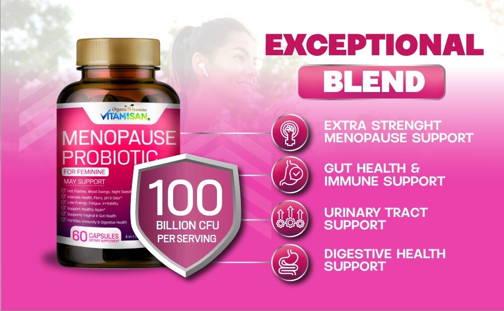 Vitamisan Menopause Probiotic (2 Bottles) | Natural Hormonal Support | 120 Caps