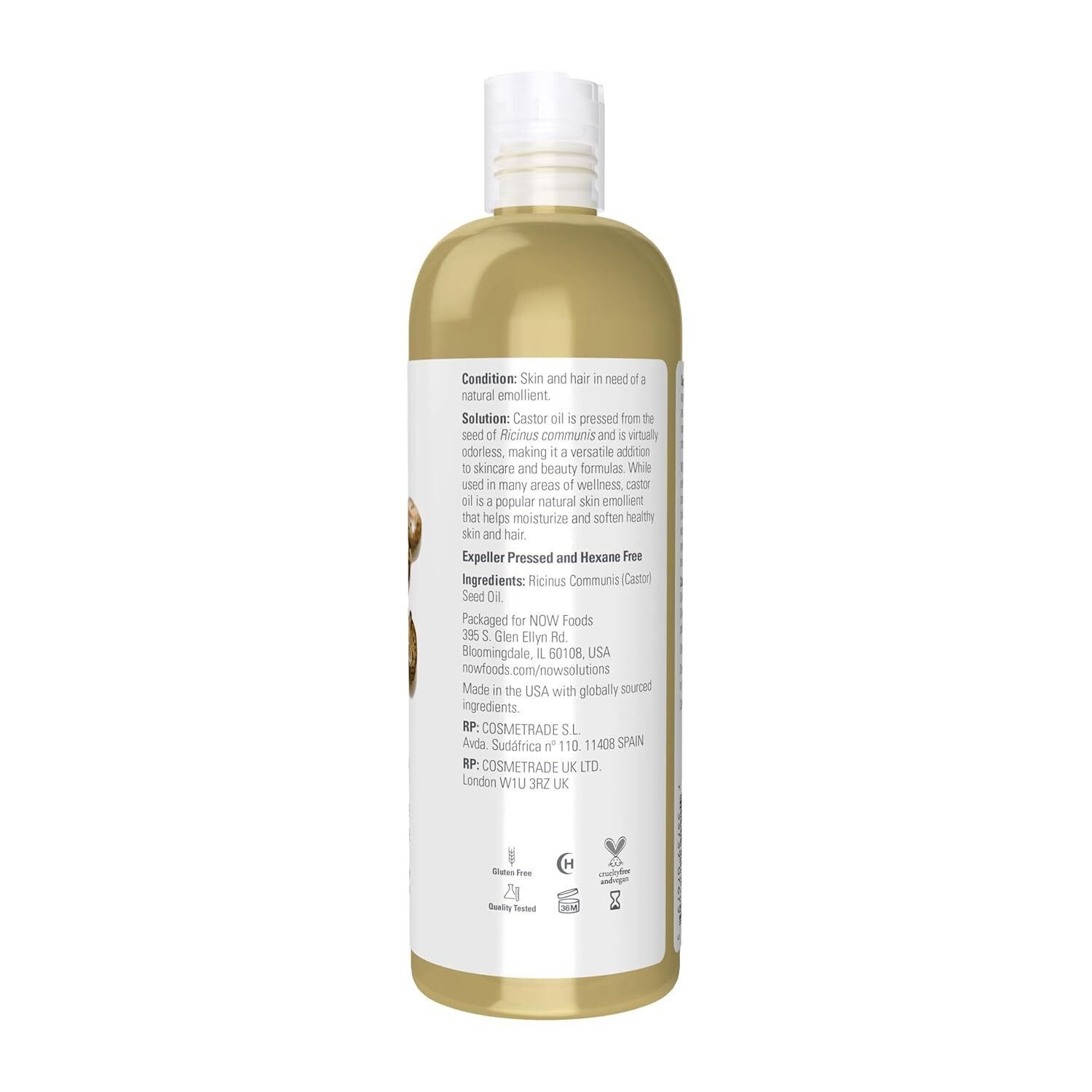 NOW, Castor Oil, 100% Pure Versatile Skin Care, Multi-Purpose, 16-Oz