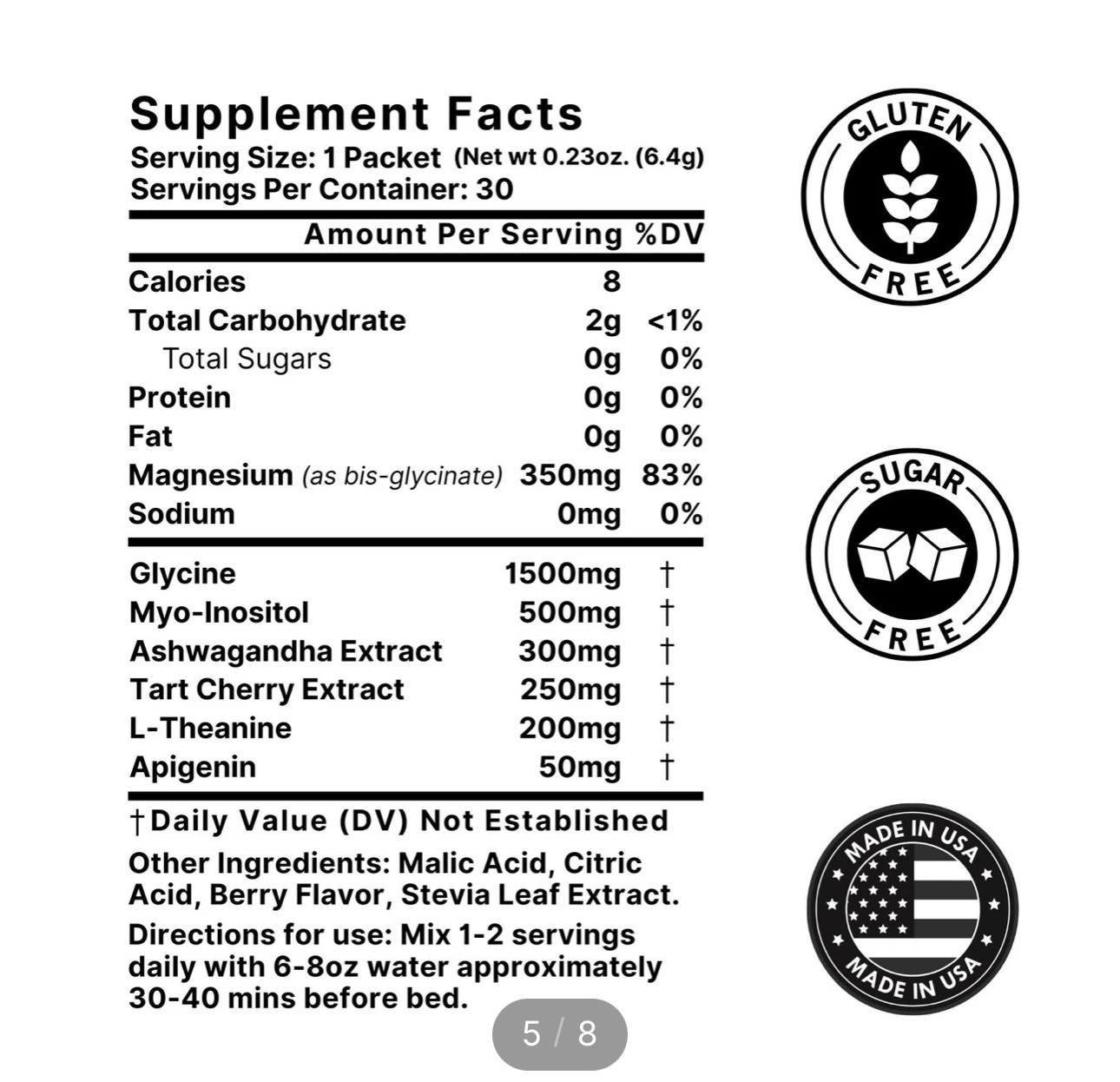 CS2 Calm Vitamin Mineral Proprietary Sleep Aid Drink Mix-Magnesium-30 Pack-Berry