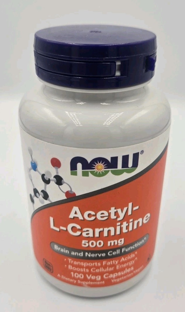 NOW Foods Acetyl-L-Carnitine 500mg 100 Caps Transports Fatty Acids EXP 07/2028