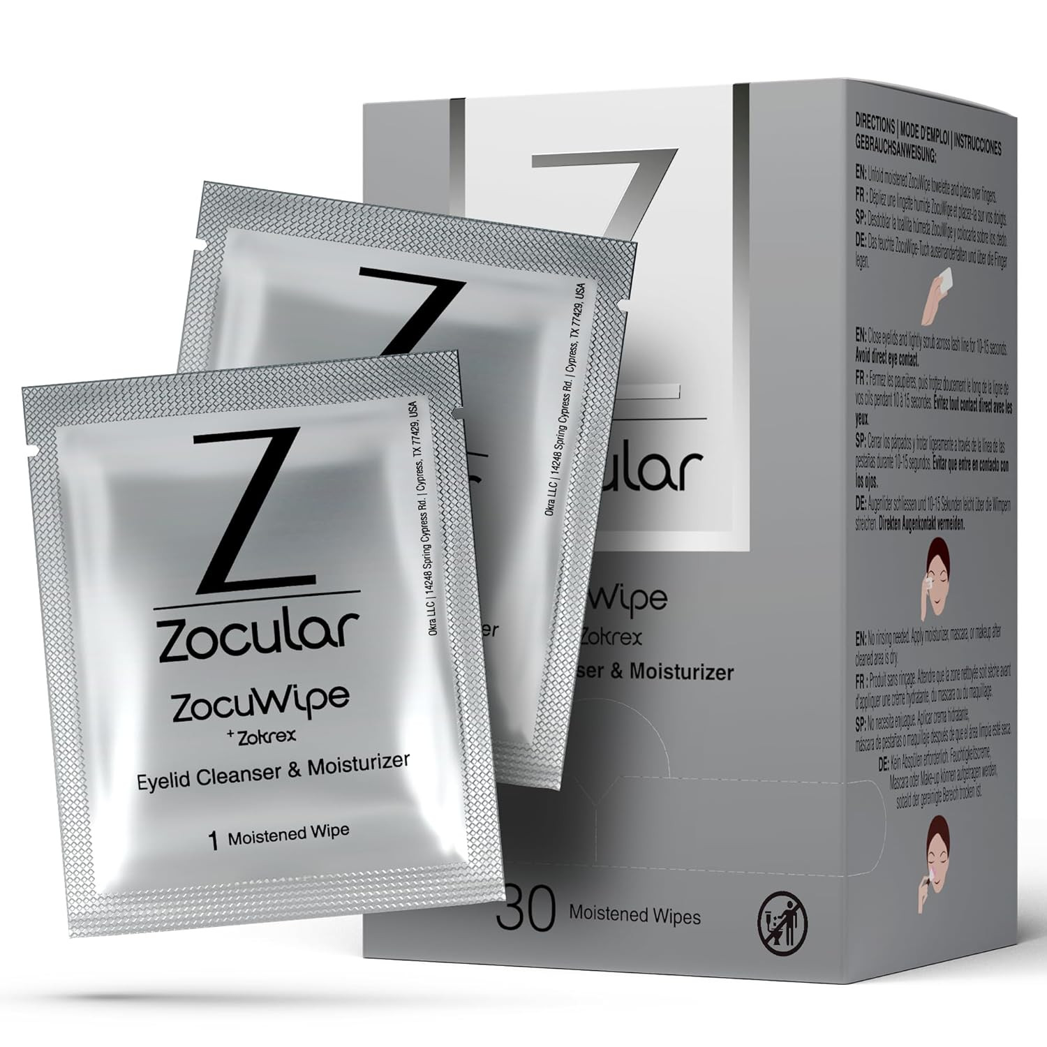 Zocular ZocuWipe Eyelid Cleansing Wipes with Natural Okra Complex – Gentle Daily