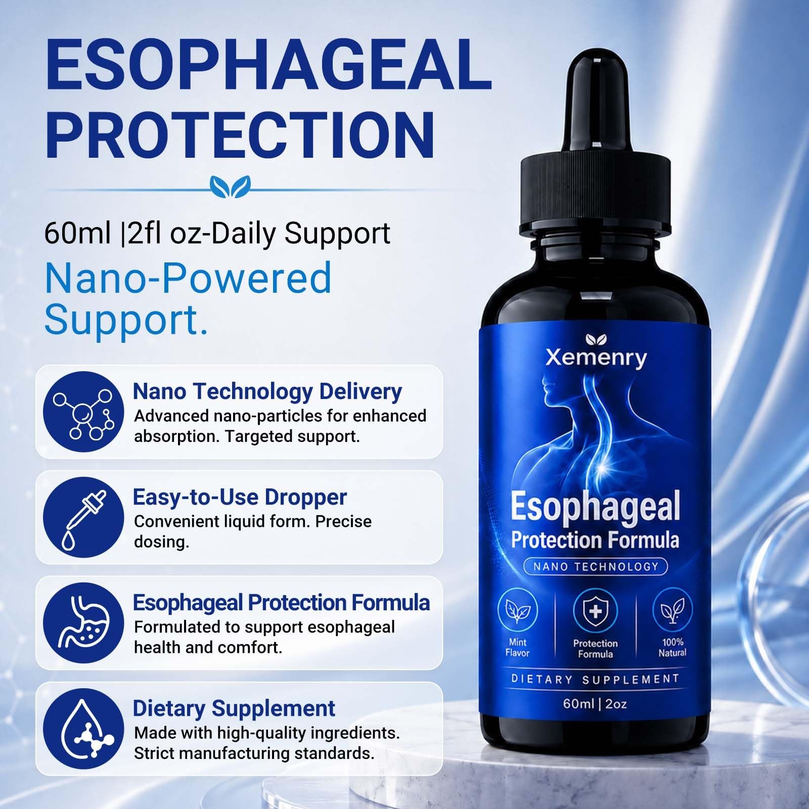Nano Esophageal Relief Drops Slippery Elm Bark Zinc L Carnosine L Glutamine &
