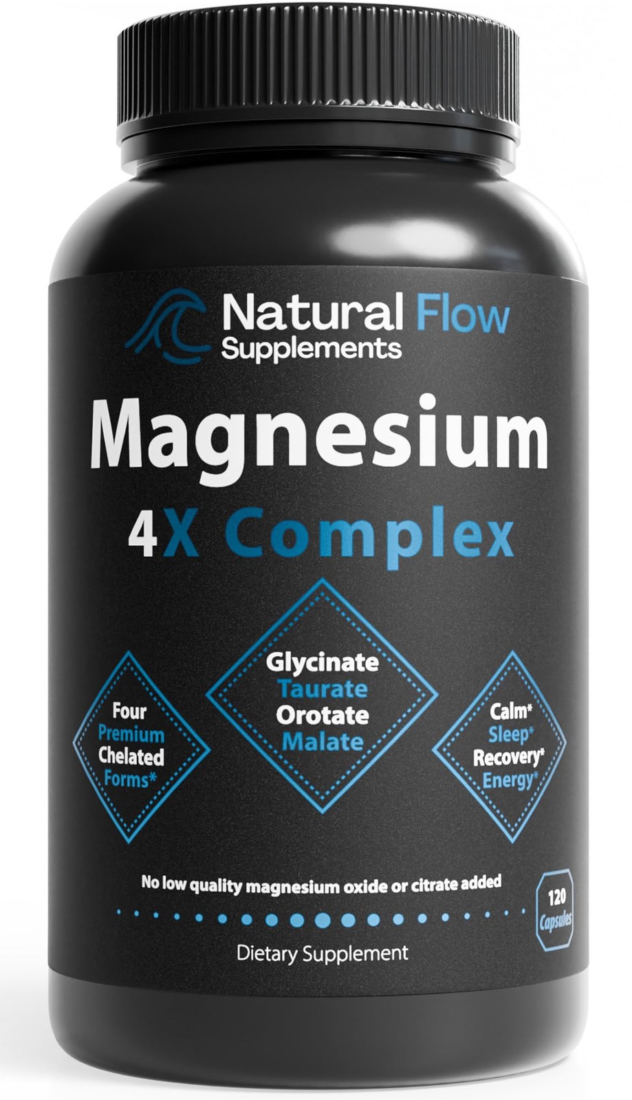 Natural Flow 4X Magnesium Complex Supplement — 200mg 120 Count (Pack of 1)