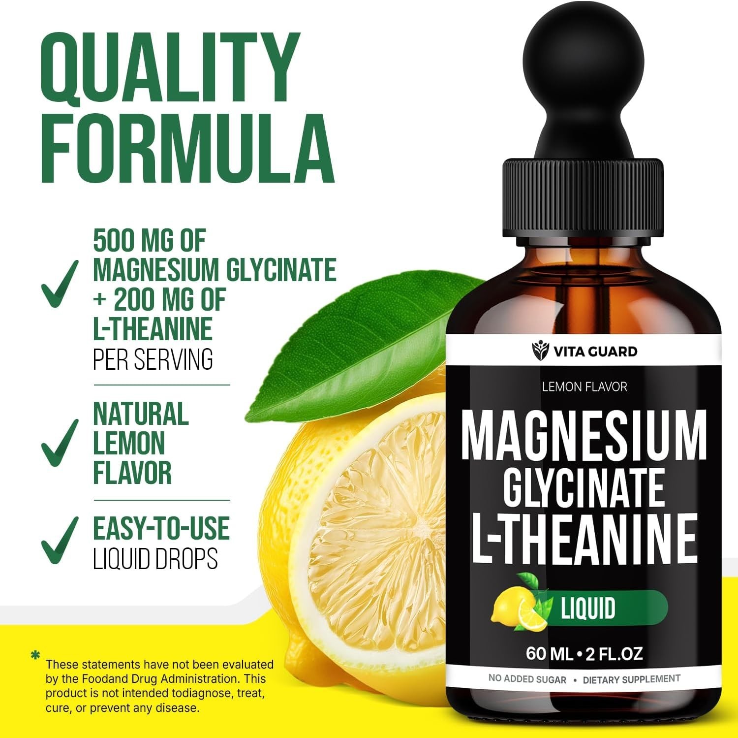 Vita Guard Magnesium L-Threonate Liquid Drops – 500Mg Ultra-Absorbab