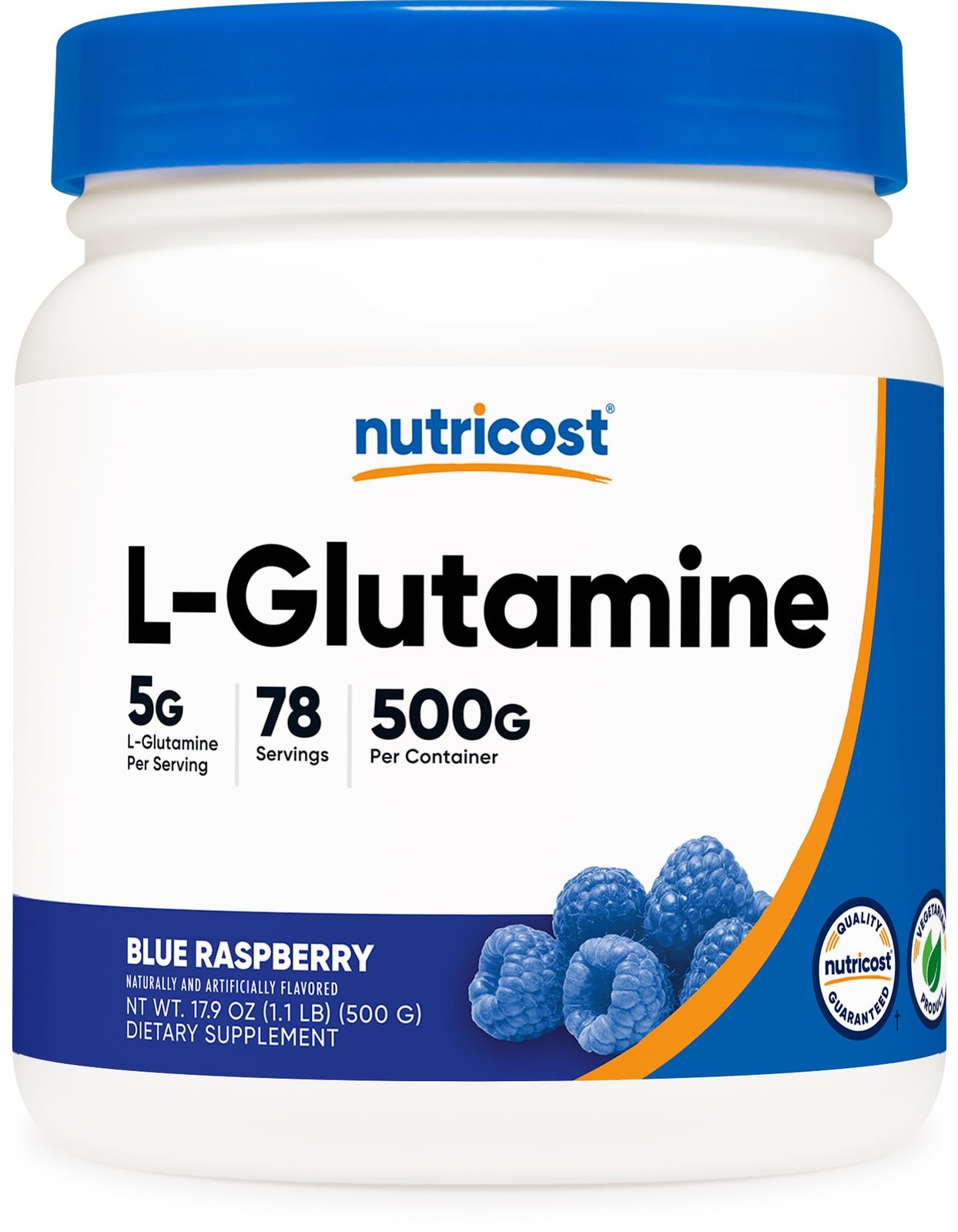 Nutricost L-Glutamine Powder (500 Grams) (Blue 1.1 Pound (Pack of 1), Red