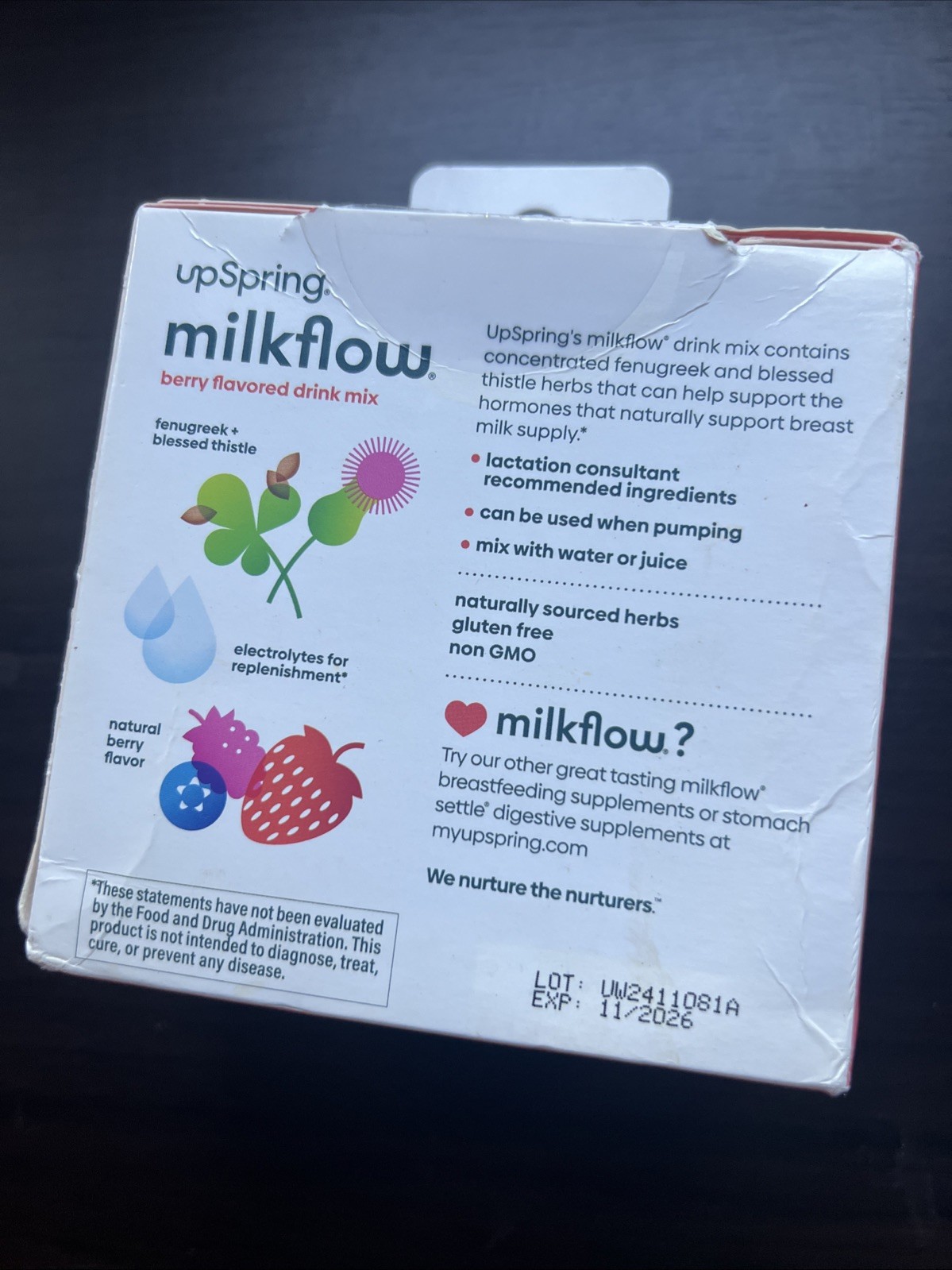 UpSpring Milkflow Breastfeeding Lactation Supplement Berry Flavor 15 Pack