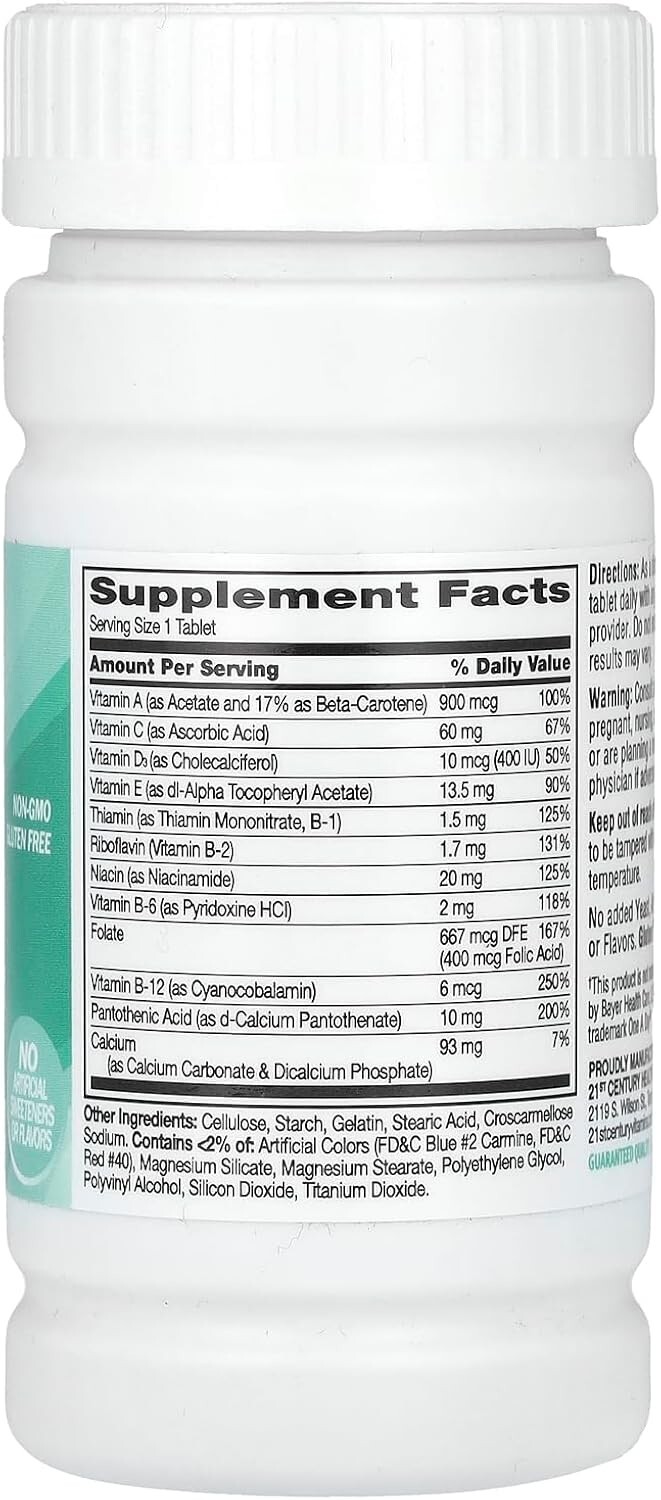 Gluten-Free One Daily Essential Multivitamin Tablets – 100 Easy-To-Swallow Count