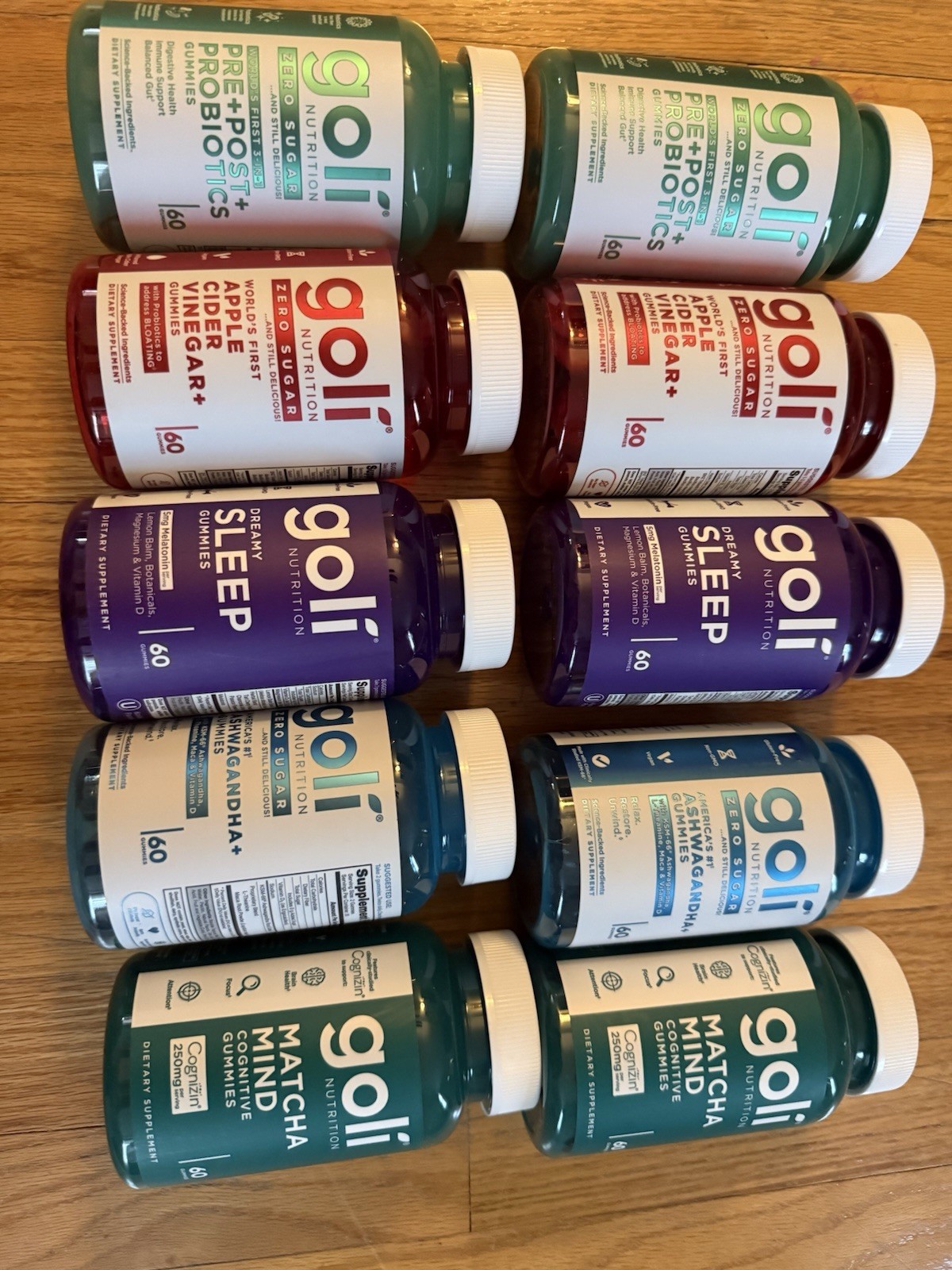 Variety Of Goli Nutrition 10 Pack. 60 Gummies In Each Bottle