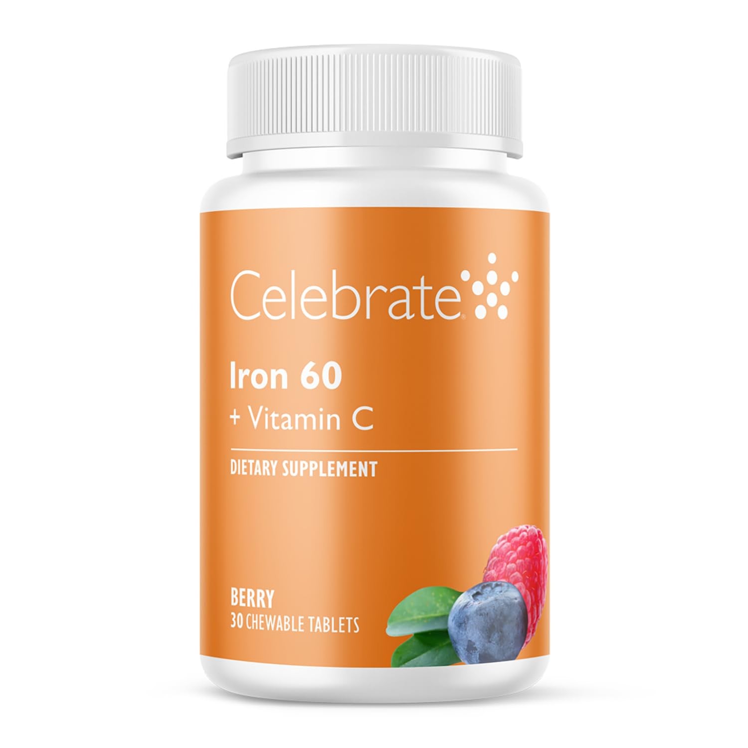Celebrate Vitamins Iron Supplement with 60mg & 30 Count (Pack of 1)