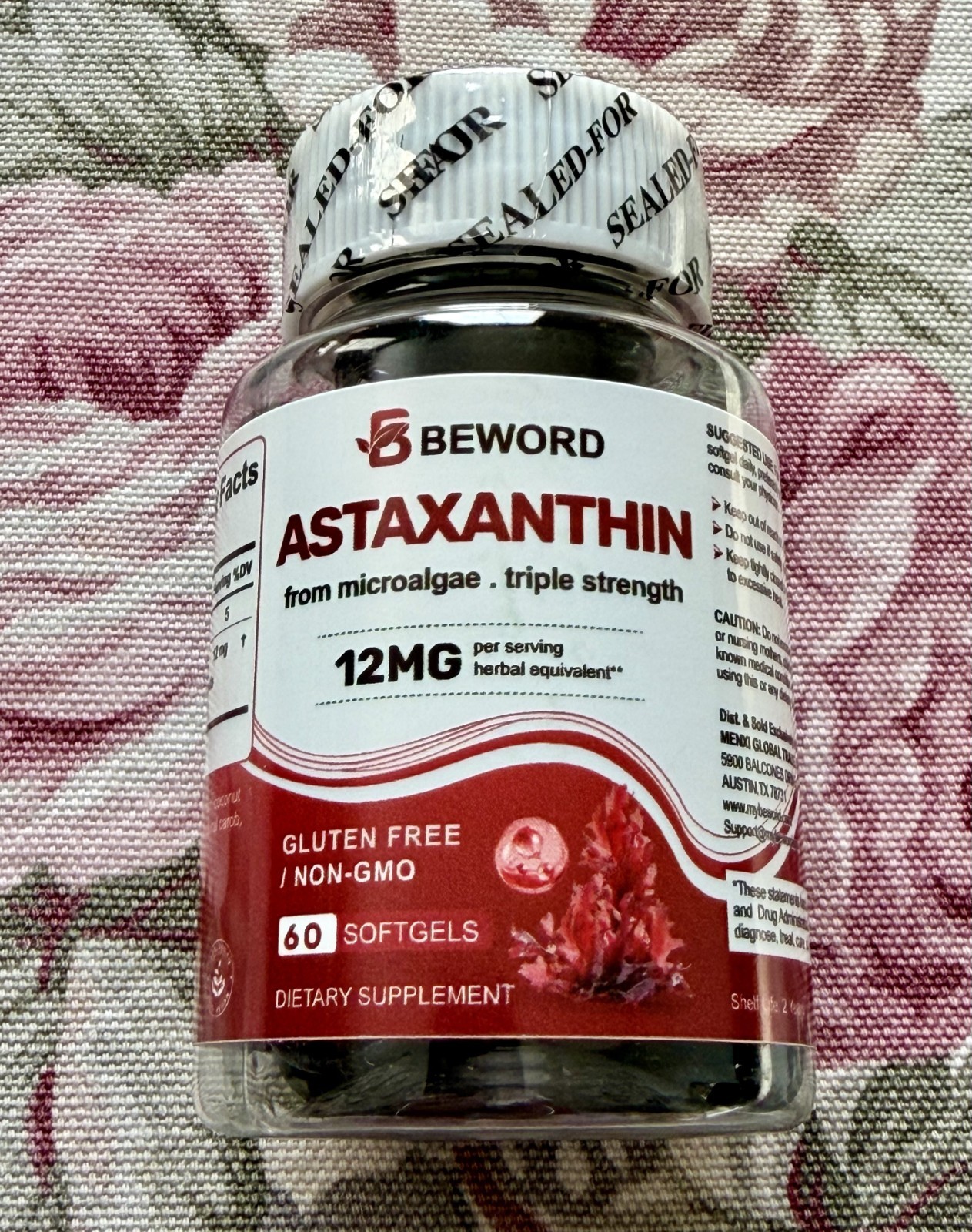 BEWORD Astaxanthin 12mg with MCT Oil ~ 60 Softgels ~ 2-Month Supply