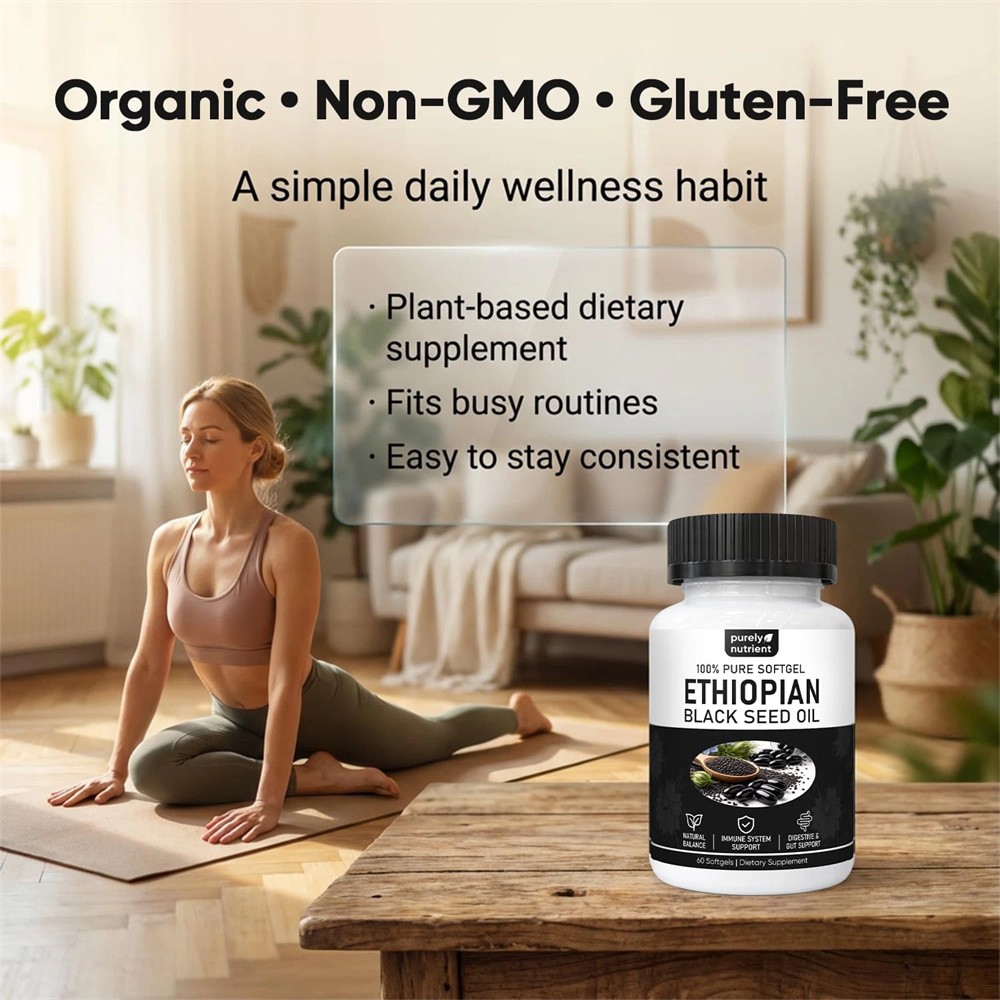 5x Ethiopian Black Seed Oil Softgels |4.64%Thymoquinone |Gluten-Free,60 capsules