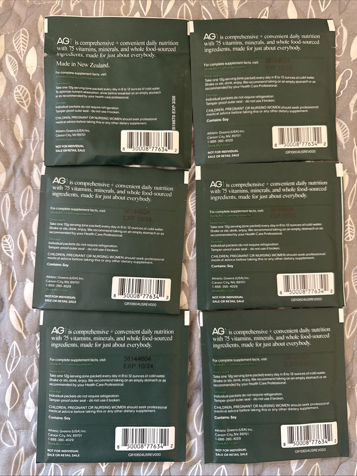 AG1 Athletic Greens 1 Individual pack (6) 12 Grams Each