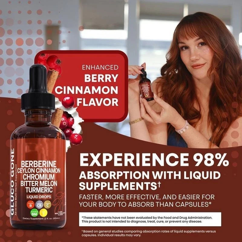 2 Bottles Clean Nutra Berberine with Ceylon Cinnamon Supplement Liquid Drops