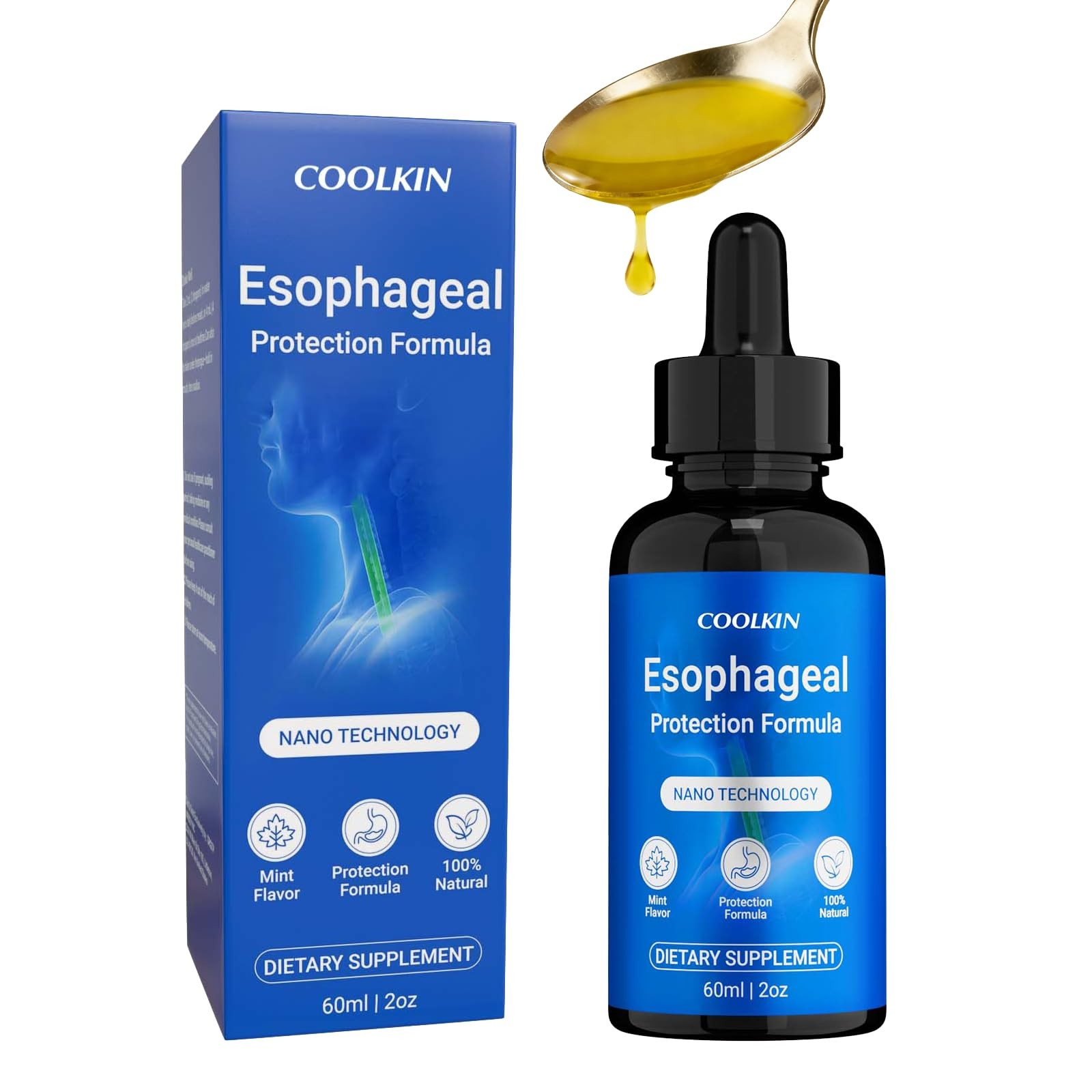 Nano Esophageal Relief Drops Containing Slippery Elm Bark Zinc L Carnosine L 1