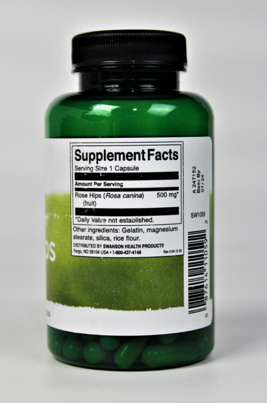 Swanson Rose Hips Capsules, 500 mg, 120 Count