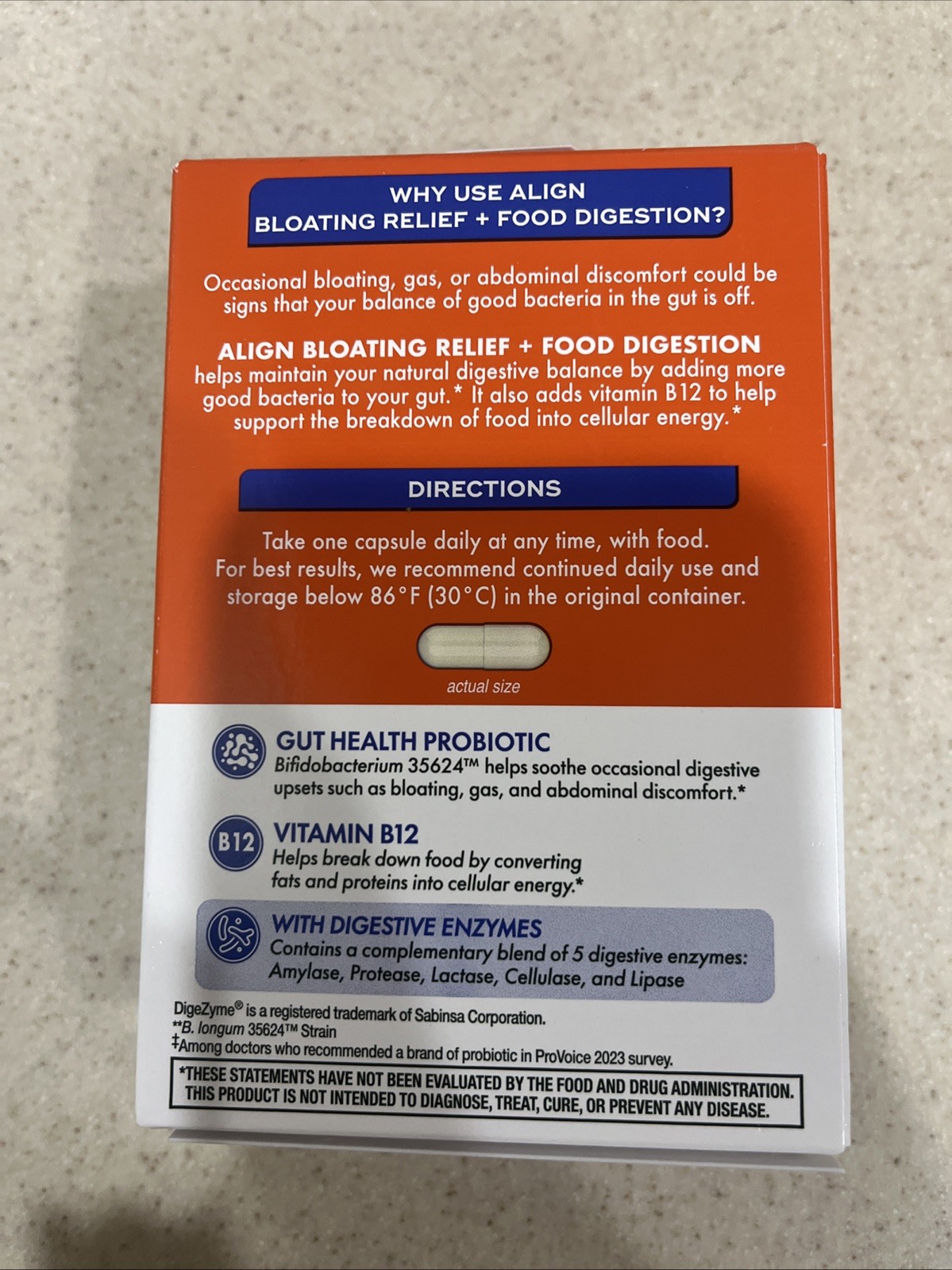 Align Probiotic Bloating and Gas Relief and Food Digestion – 28 Capsules