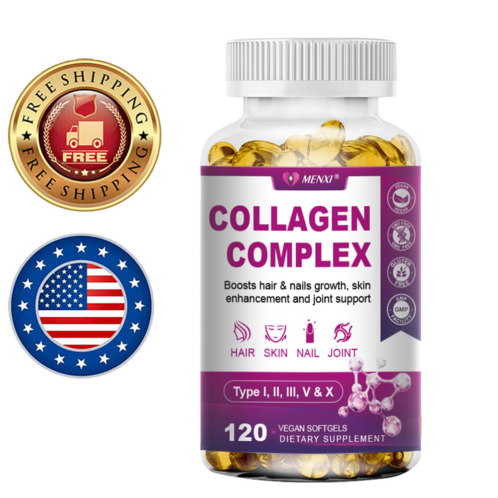 Collagen Peptides Pills 2000mg Hydrolyzed Anti Aging Capsules Types I,II,III,V,X