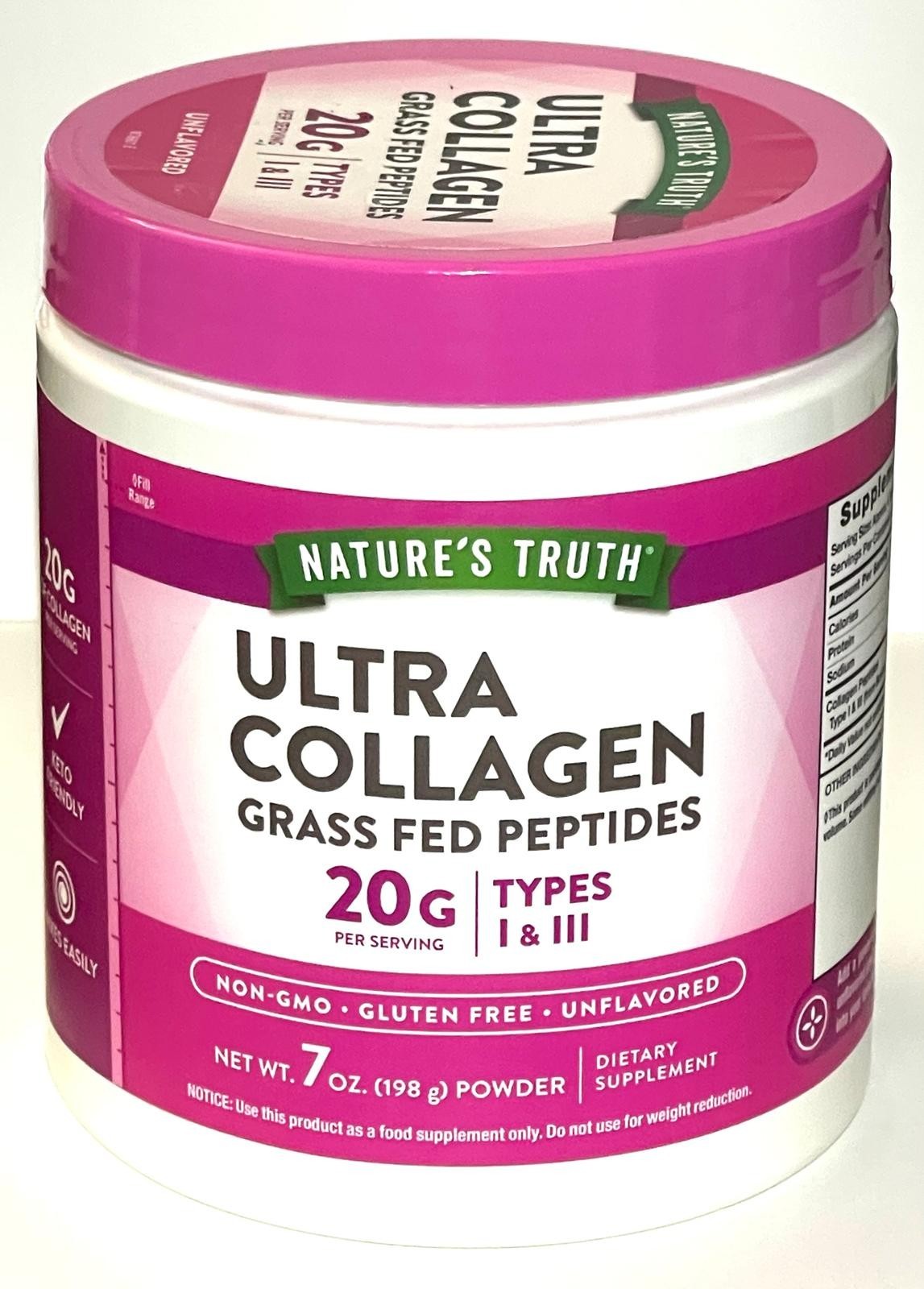 Ultra Collagen Grass Fed Peptides Types I & III Powder by Nature’s Truth
