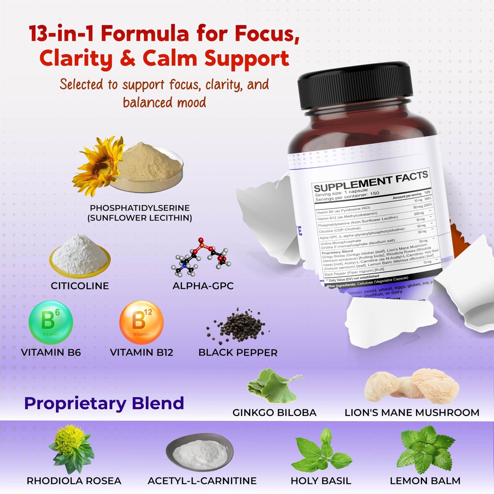 All-in-1 Phosphatidylserine, Citicoline, Alpha-GPC & Uridine Supplement – Sup…