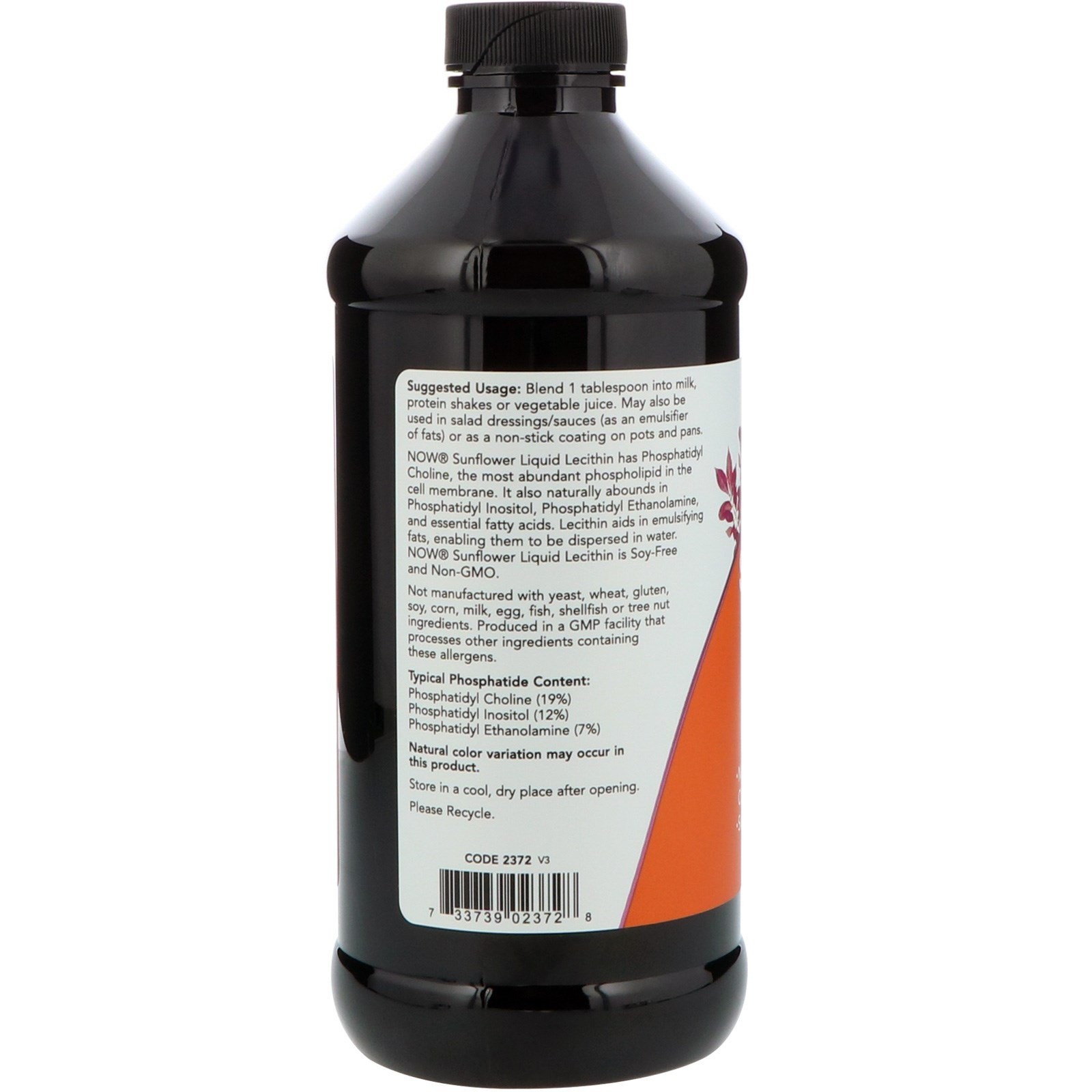 Now Foods Sunflower Liquid Lecithin 16 fl oz 473 ml GMP Quality Assured,