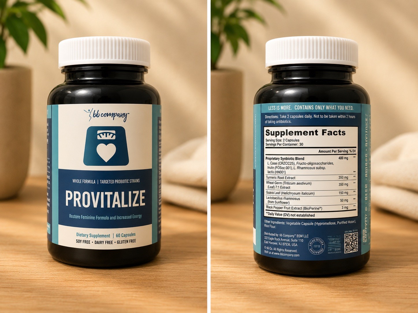 Better Body Co Provitalize Natural Probiotic 60 Caps Weight Management exp 07/27