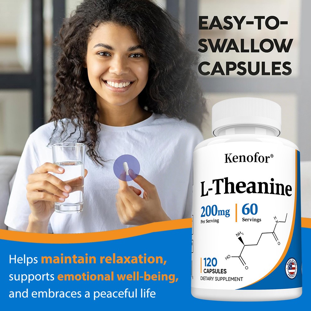 L-Theanine Promote Relaxation Support Stress Supplement Mind Health 120 Capsules