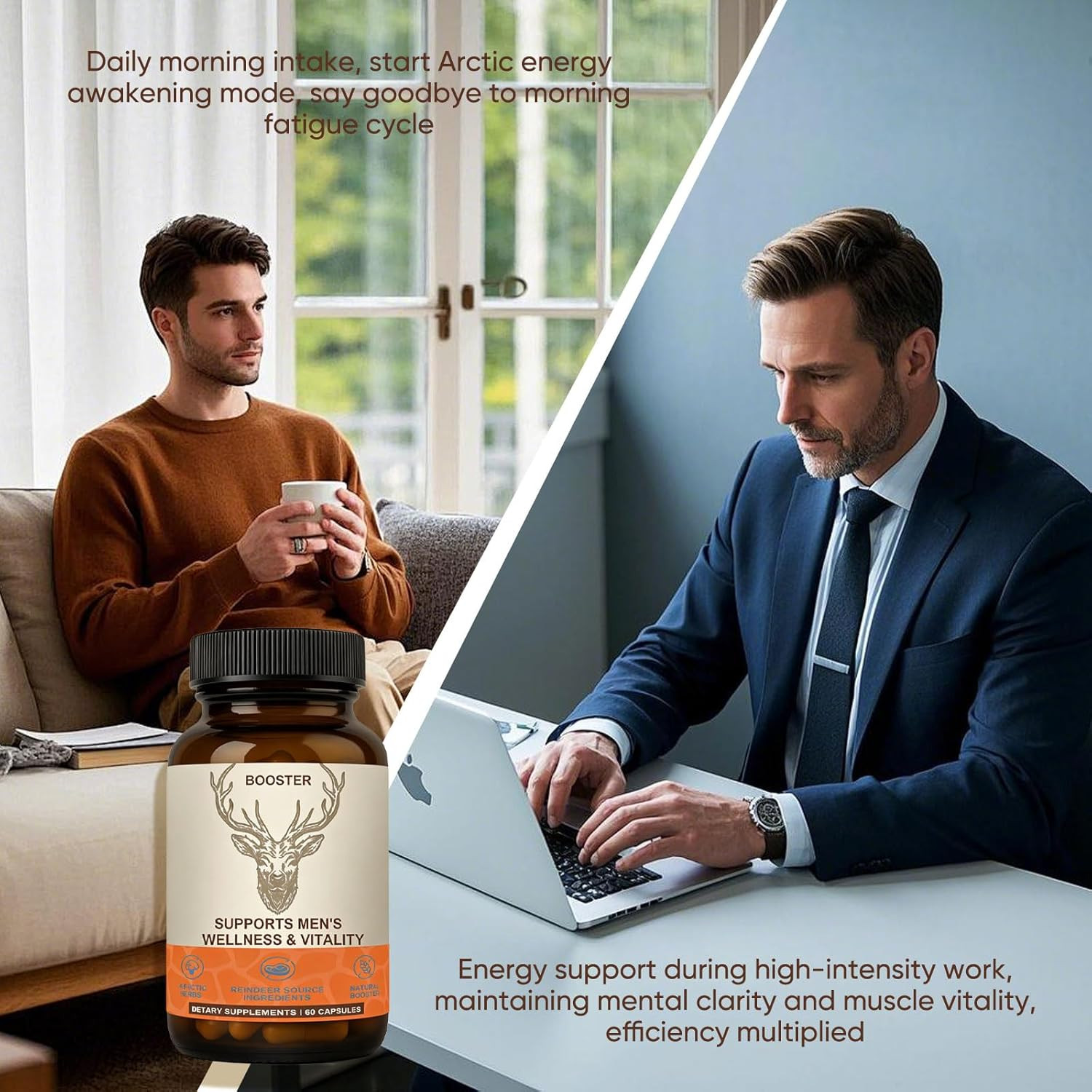 3X Men’S Vitality Supplement–Arctic & Herbal Nutrient Reindeer Blend– Daily Ener