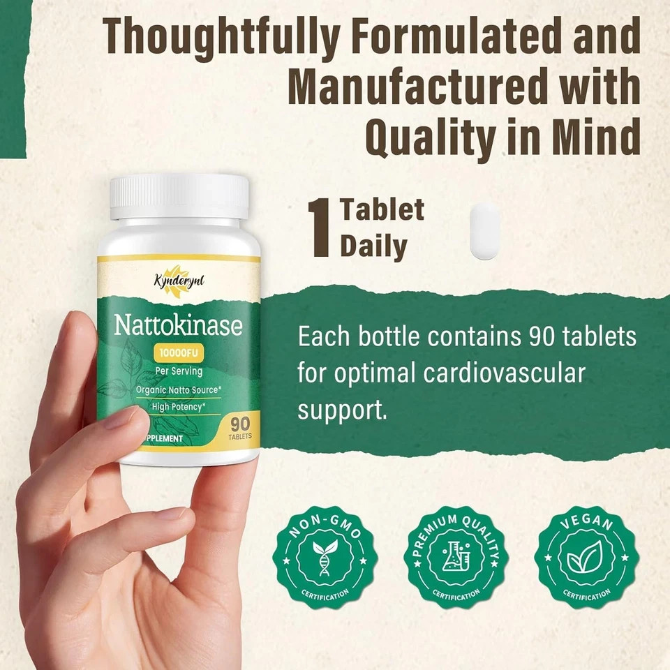 Nattokinase Supplement 10000FU – Organic Natto Enzyme for Circulatory Well 500mg