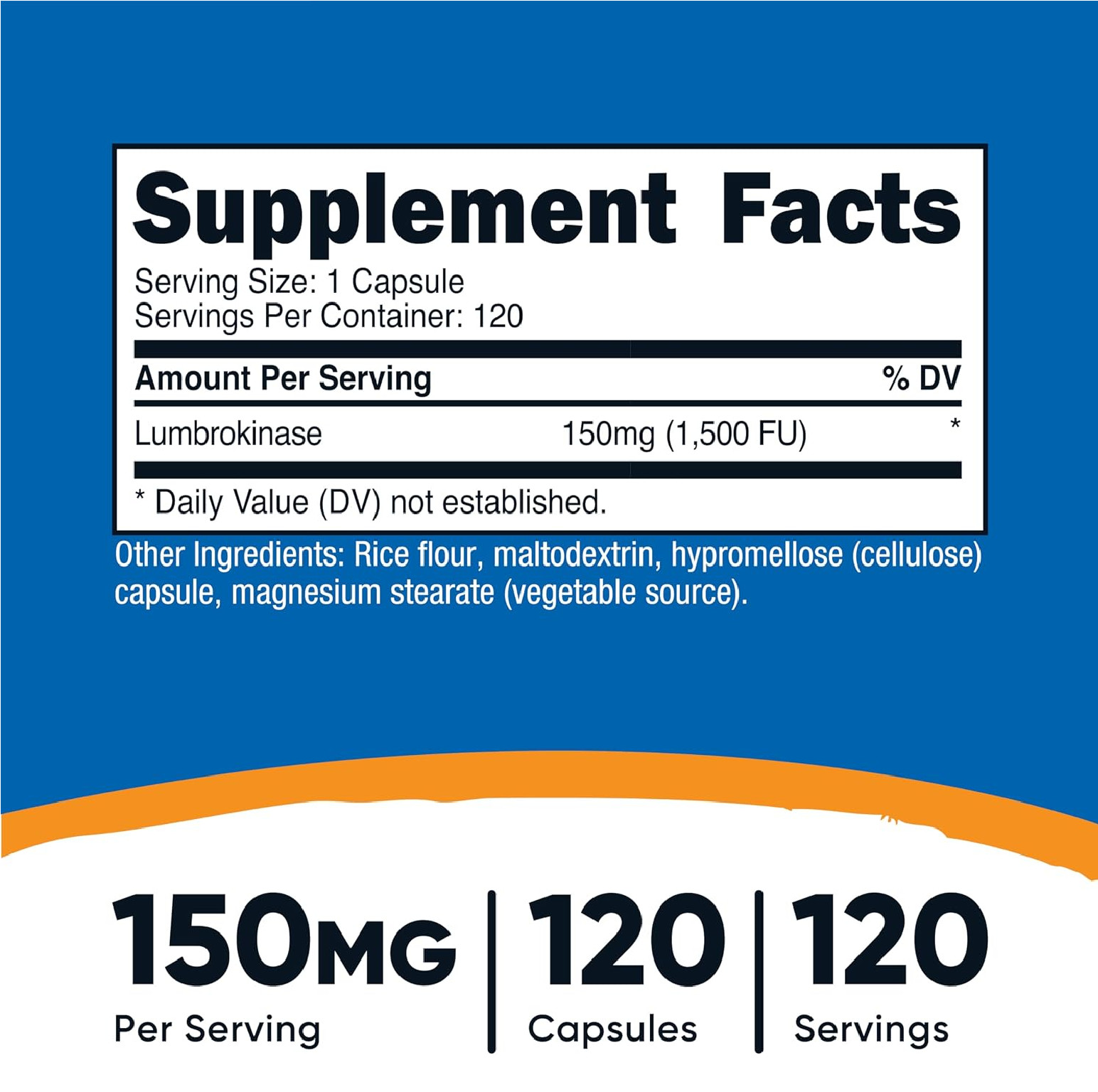 Nutricost Lumbrokinase Capsules 150 mg (120 Capsules) – Gluten-Free, GMO-Free,