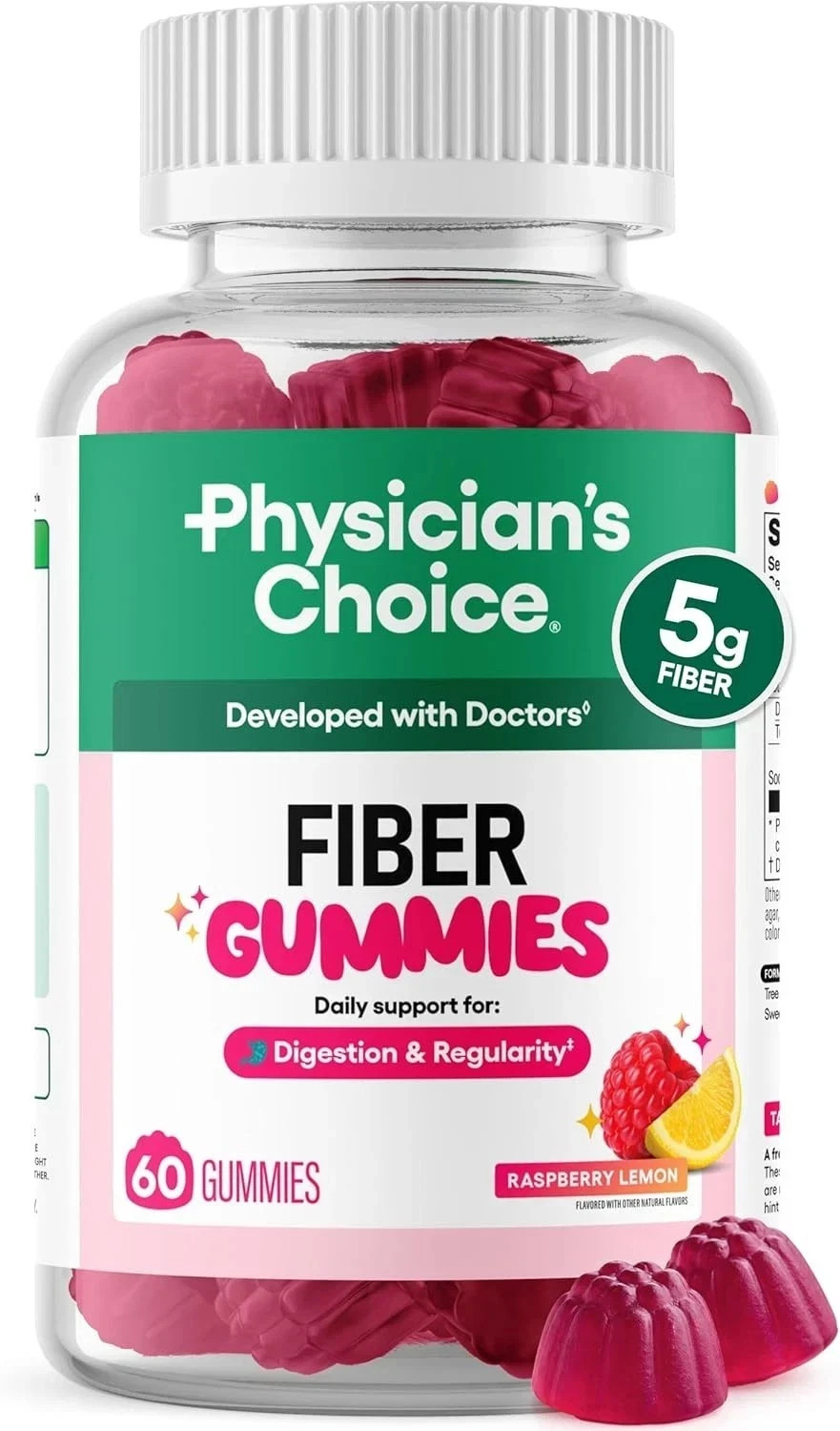 Physician’s Choice Fiber Gummies for Digestive Health & Regularity – Raspberry L