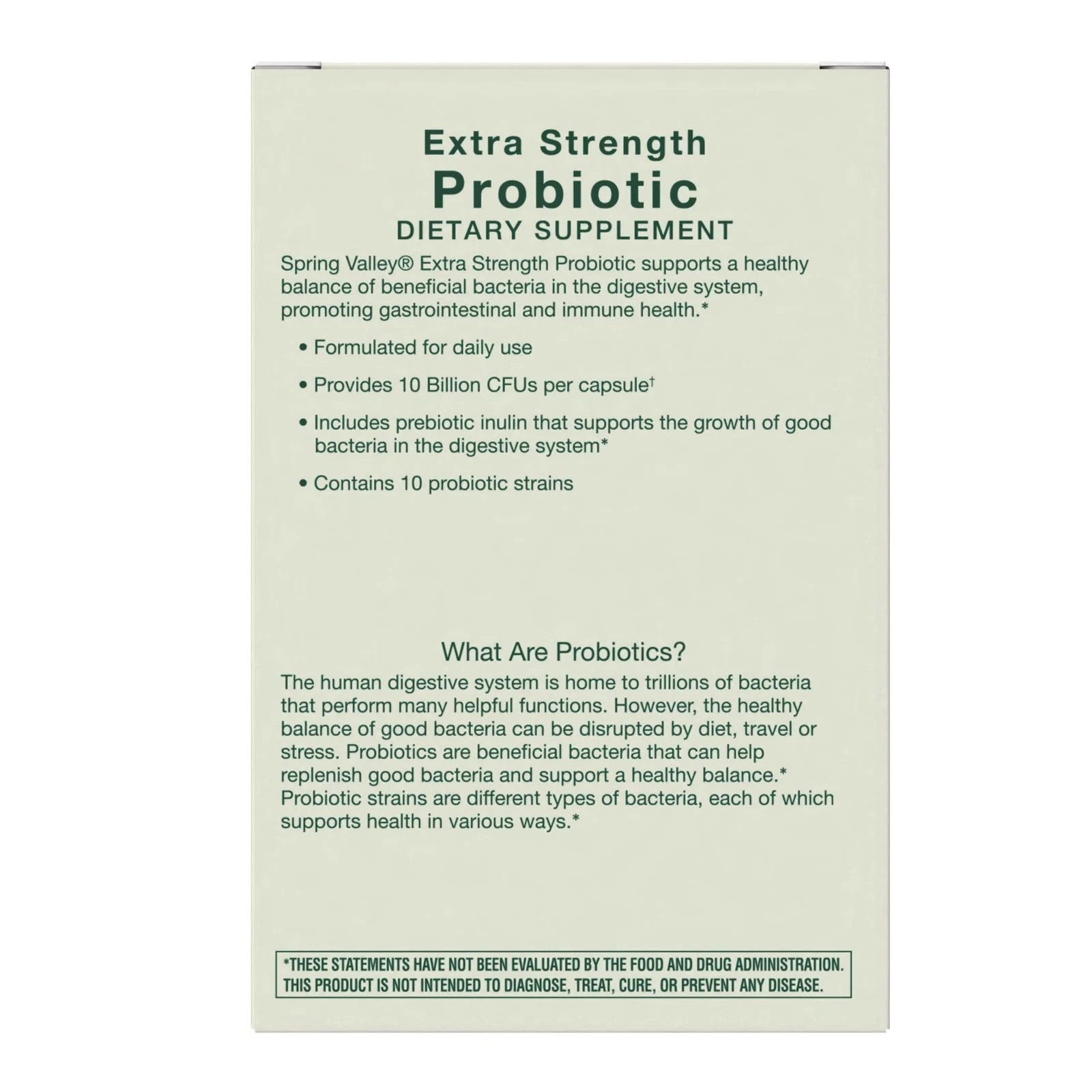 Spring Valley Extra Strength Probiotic 10 Billion CFU 2 Pack 60 Capsules