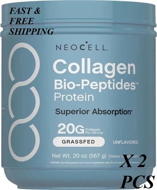 NEW LUXRY NeoCell Collagen Bio-Peptides Protein Supplement Grass Fed,-20Oz