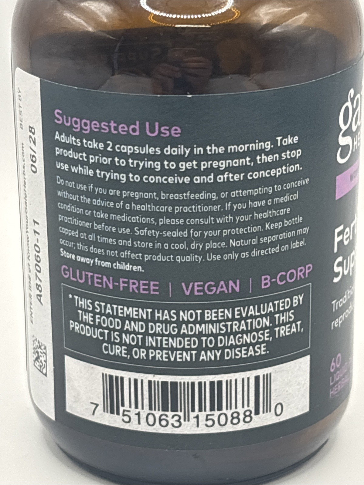 Gaia Herbs Fertility Support 60 Phyto-Caps Expiration Date Is 06/2028