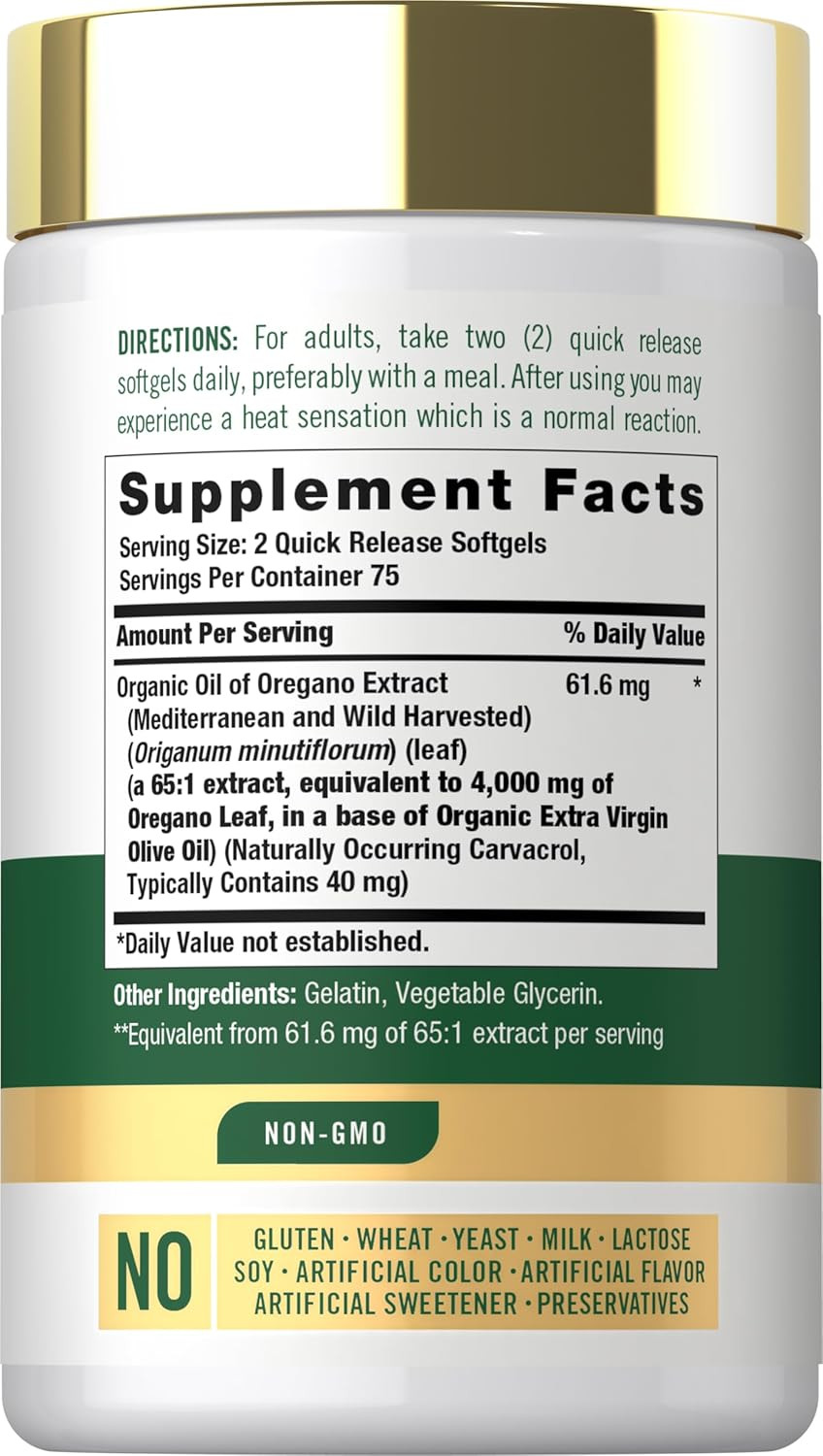 Carlyle Oregano Oil Supplement 150 Softgel Caps Contains Carvacrol EXP:12/28
