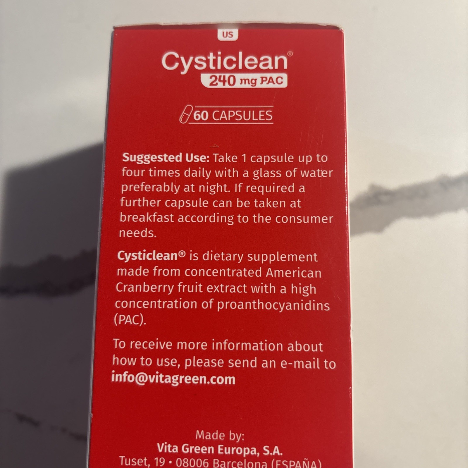 Lot of 2 Cysticlean 60 Capsules 240 Mg PAC Urinary Tract Infections Exp 02/2026