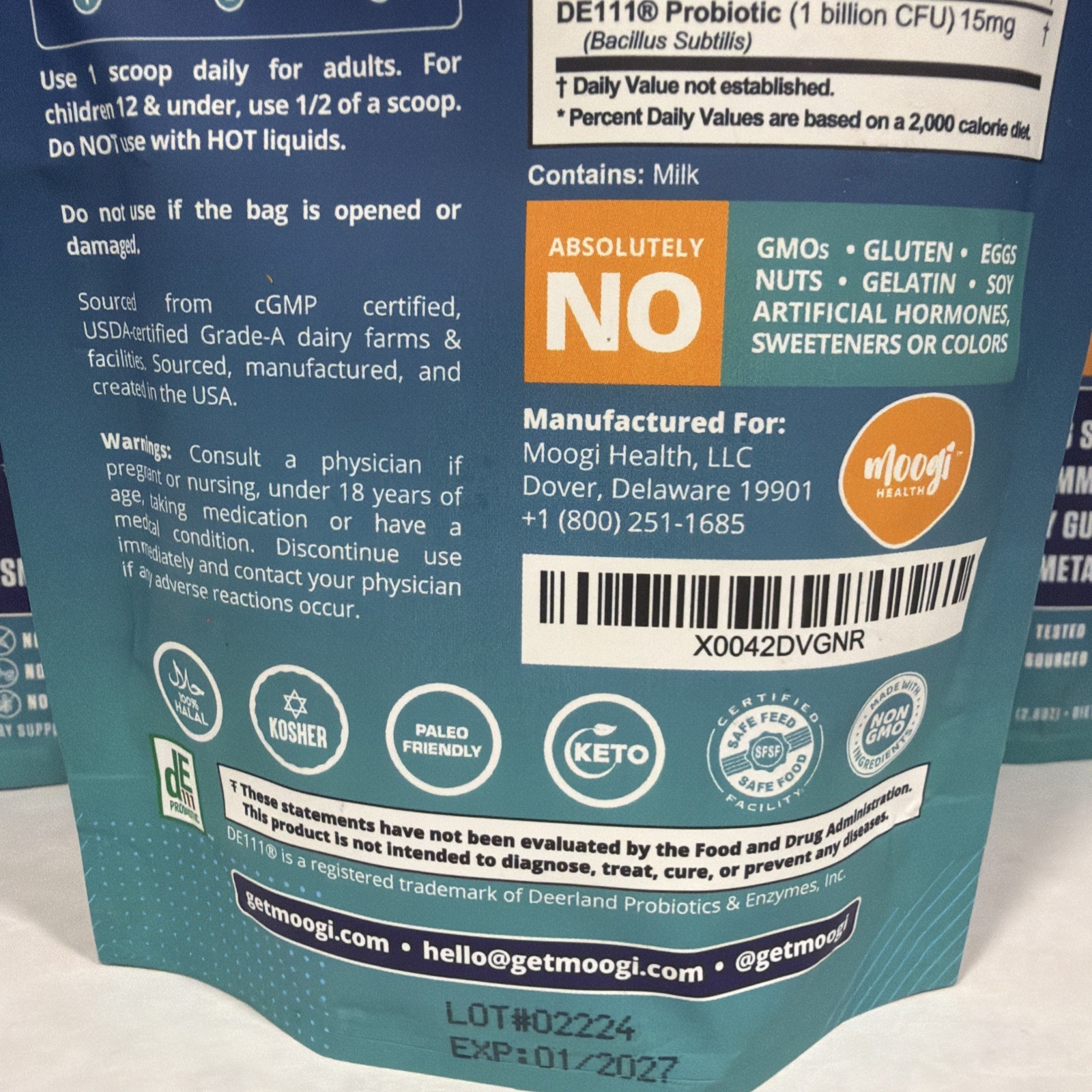 3 pack Moogi Health Colostrum + Probiotic DE111 Complete Gut Health, exp 1/27