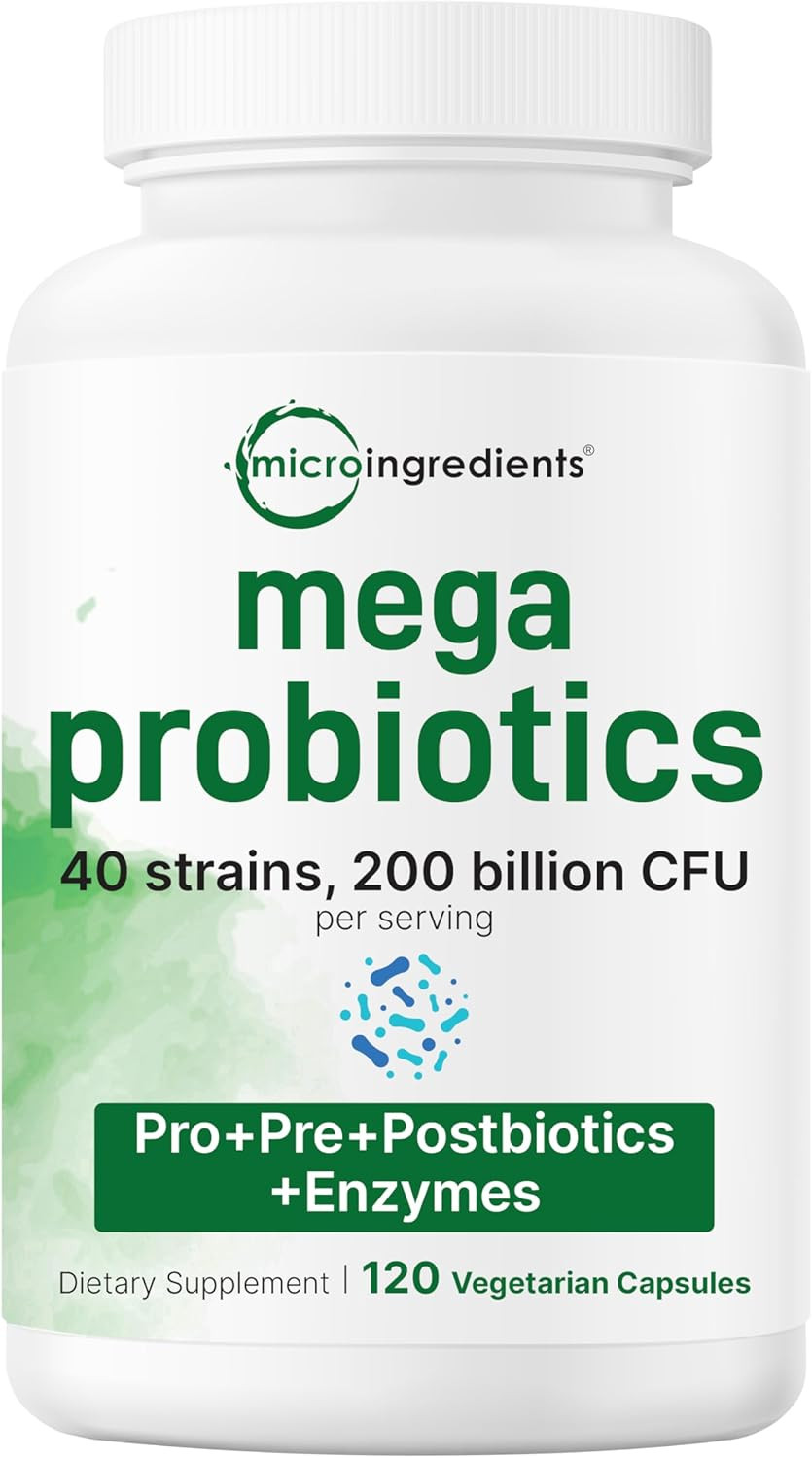 Micro Ingredients Probiotics 200 Billion CFU, 120 Veggie Capsules | Mega Probiot
