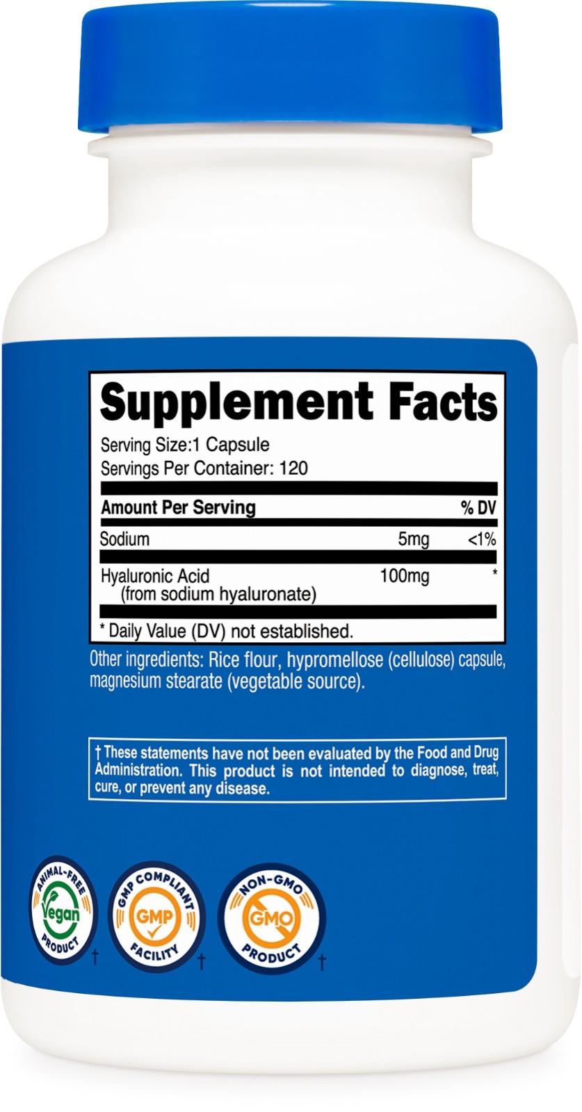 Nutricost Hyaluronic Acid Capsules 100mg Per Serving (120 Vegetarian Capsules)