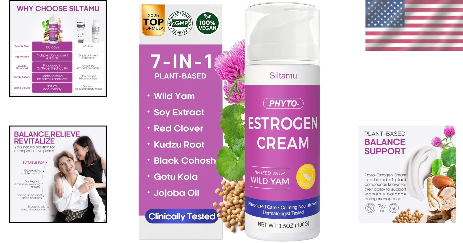 Phytoestrogen Cream for Women – Menopause Support, 3.5 oz Hydrating Moisturizer