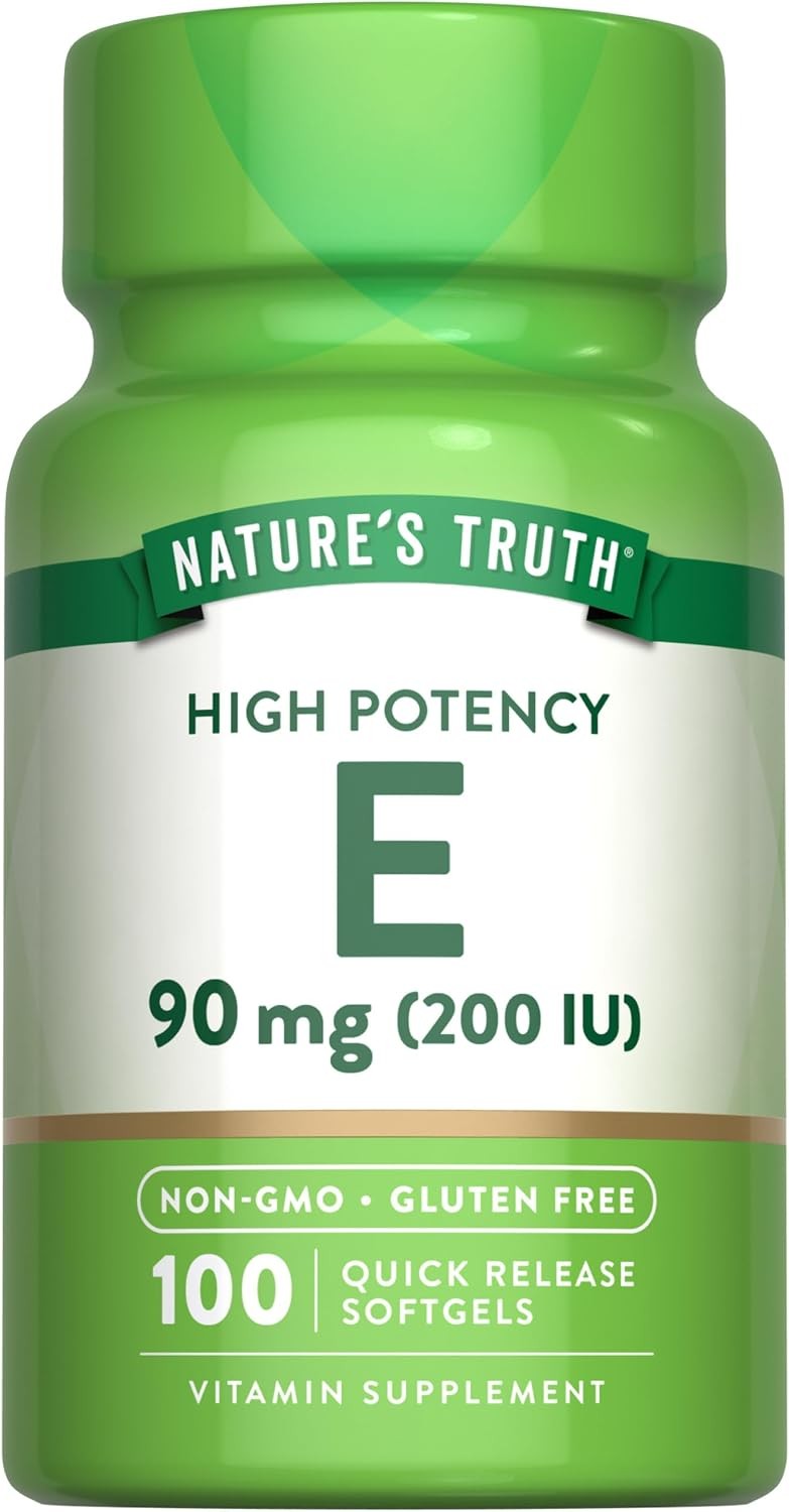 Nature’s Truth Vitamin E Softgels | 200 IU | 100 Softgels | Non-GMO & Gluten Fre