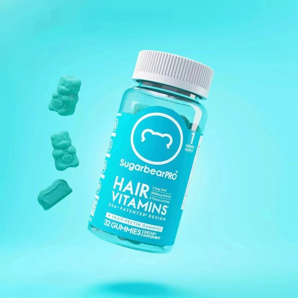New Sugarbear Pro Hair Vitamins Vegan Gummies 32 ct. Kosher Gluten Free