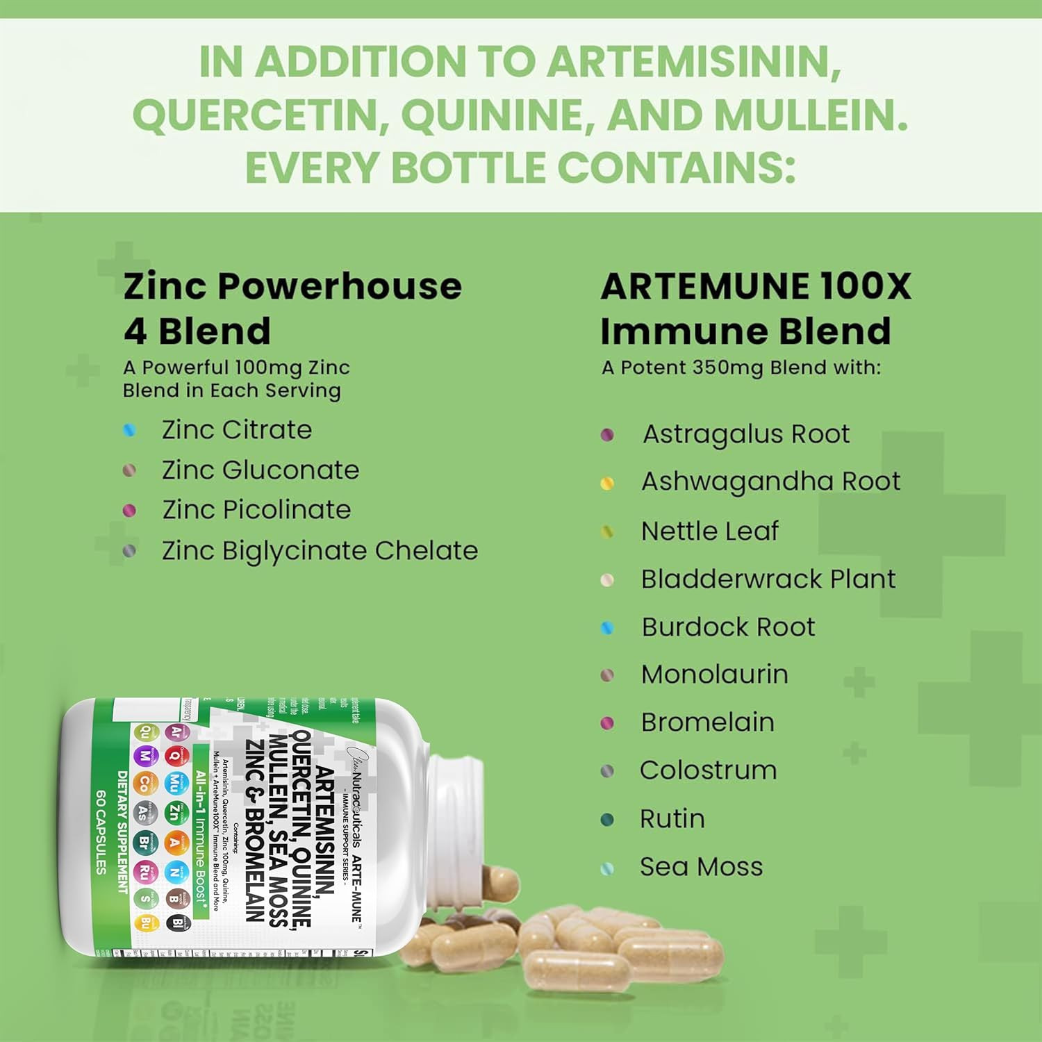Artemisinin Quercetin Zinc Mullein Quinine Supplement with Sea Moss Bromelain As