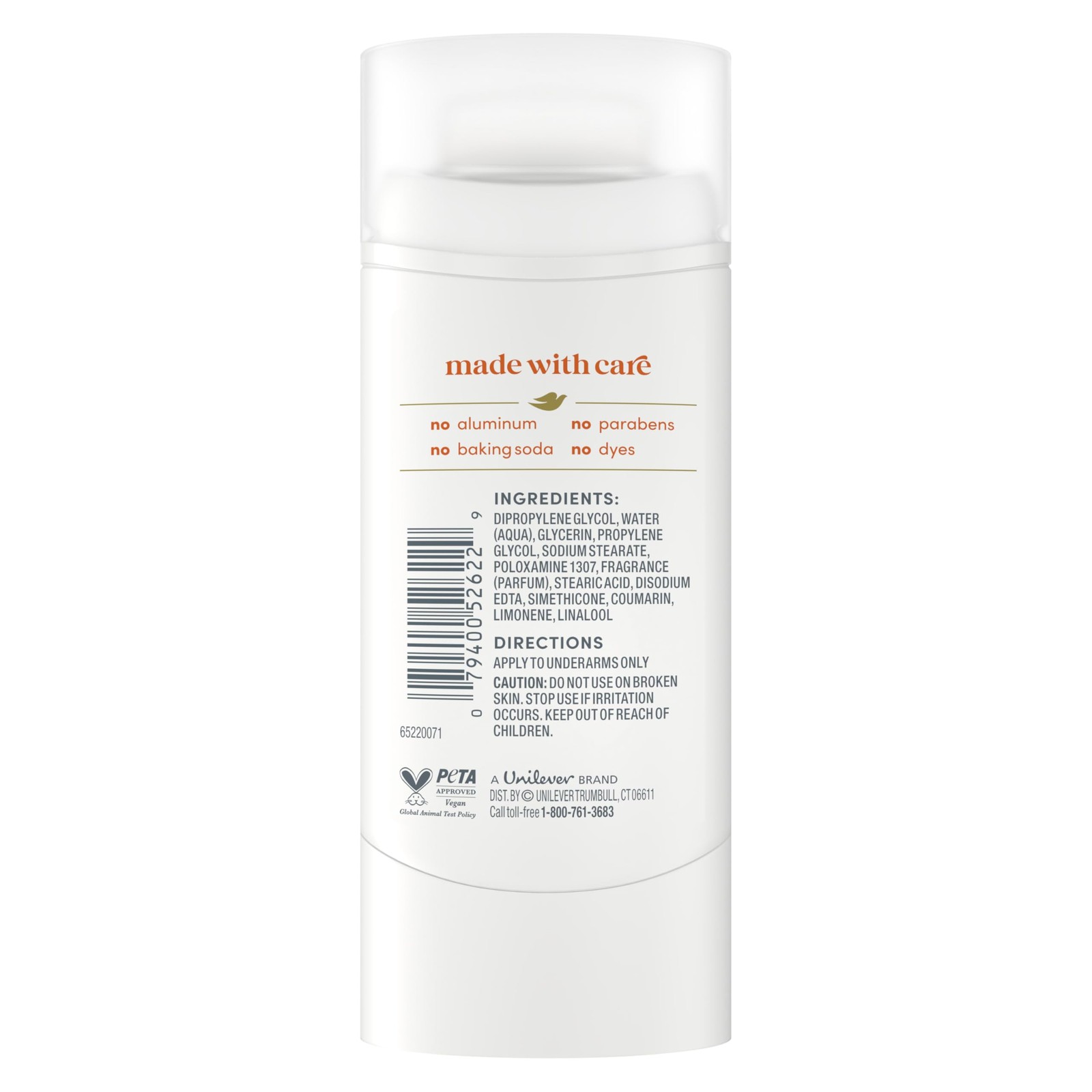 Dove Deodorant Stick Sparkling Vanilla for 72 2.4 Ounce (Pack of 1), Orange