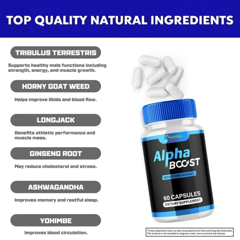 Alpha Boost innovative Supplement for Men with Natural Ingredients 180 Capsules