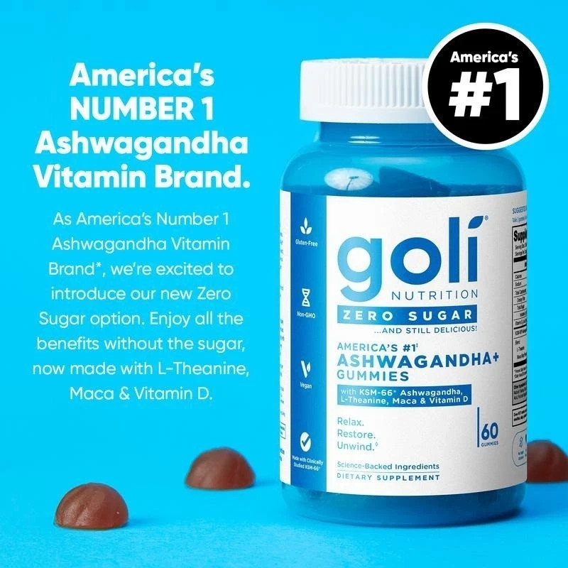 Goli Nutrition Ashwagandha Gummies Supplement Mixed Berry KSM-66