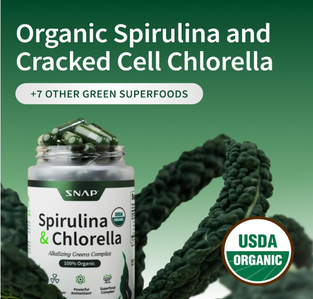 Spirulina Chlorella Green Superfood Supplement Plant Based Vegan Energy Support